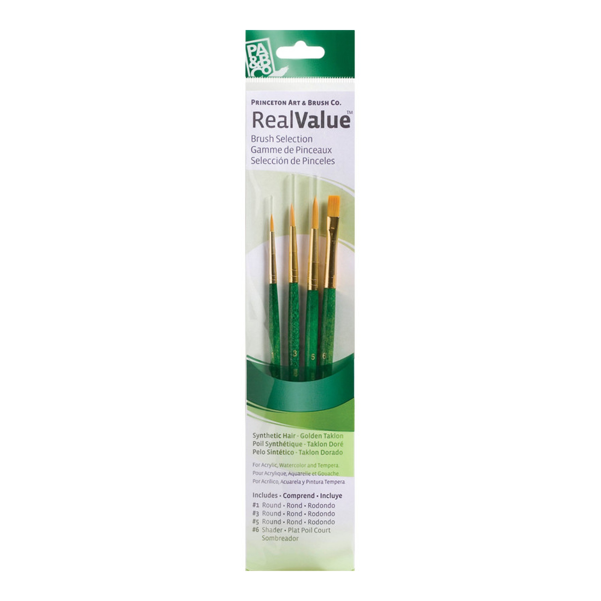 Gold Taklon Short-Handle Mixed Media Paintbrush Set, 4 Pieces