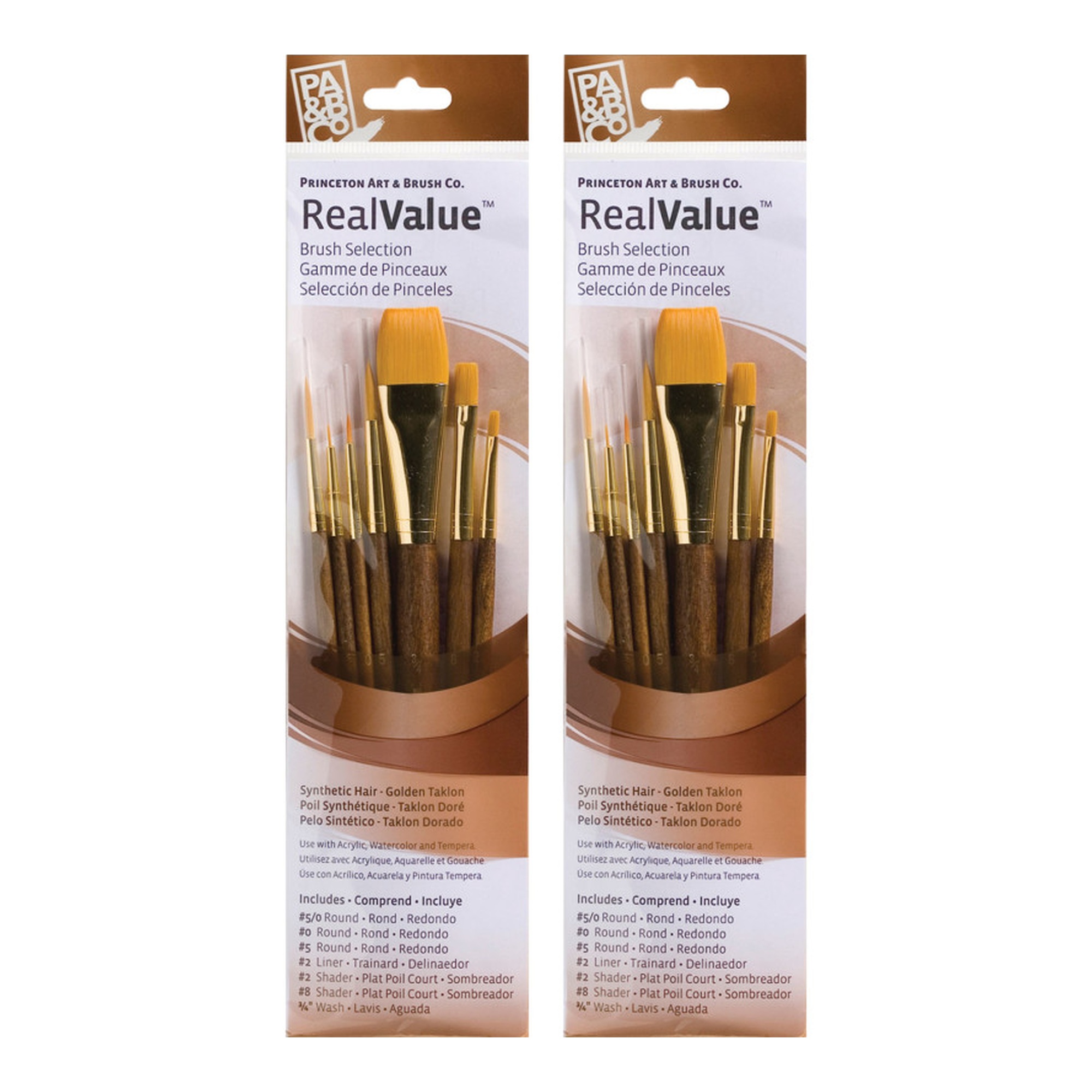 Gold Taklon Short-Handle Mixed Media Paintbrush Set, 14 Brushes