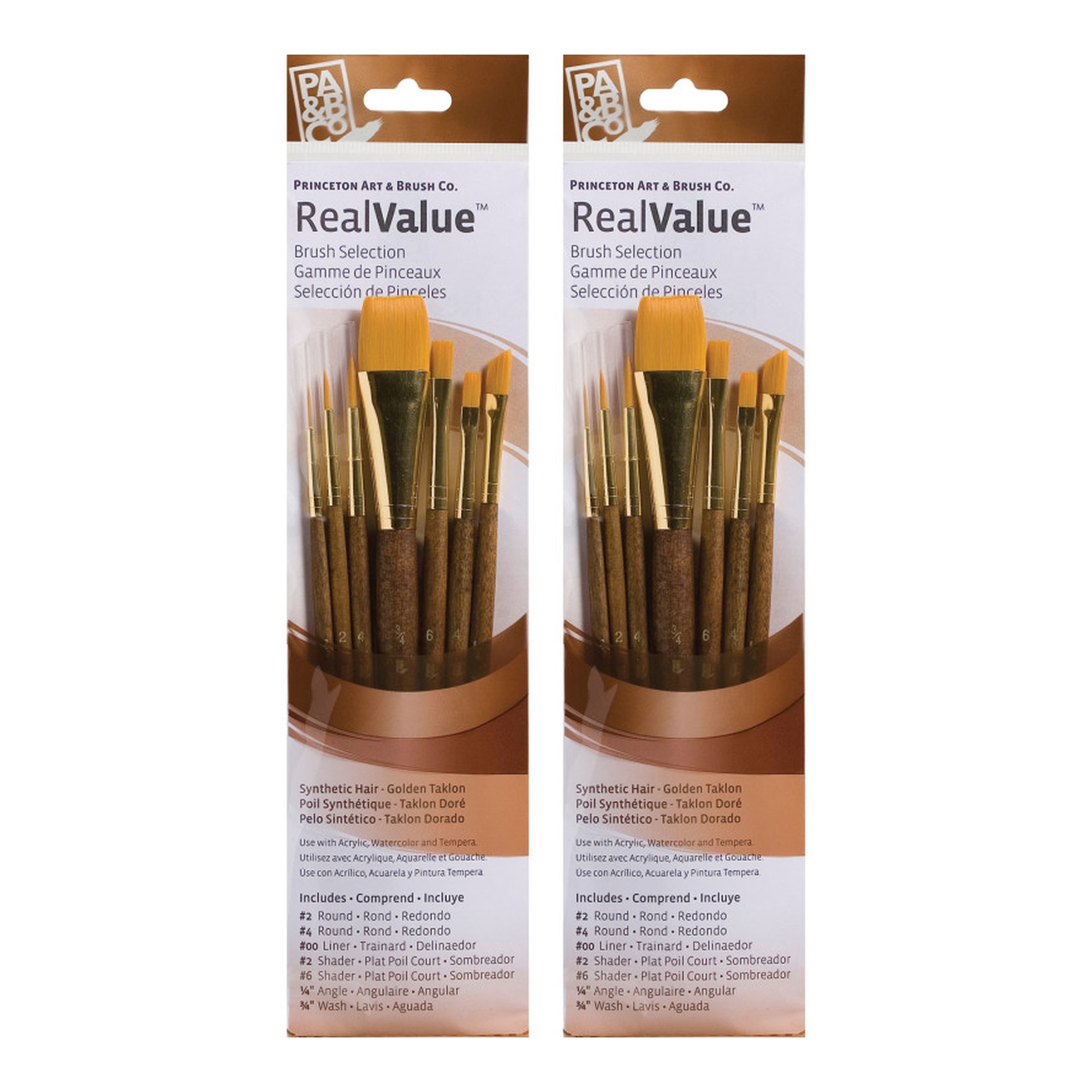 Gold Taklon Short-Handle Mixed Media Paintbrush Set, 14 Brushes