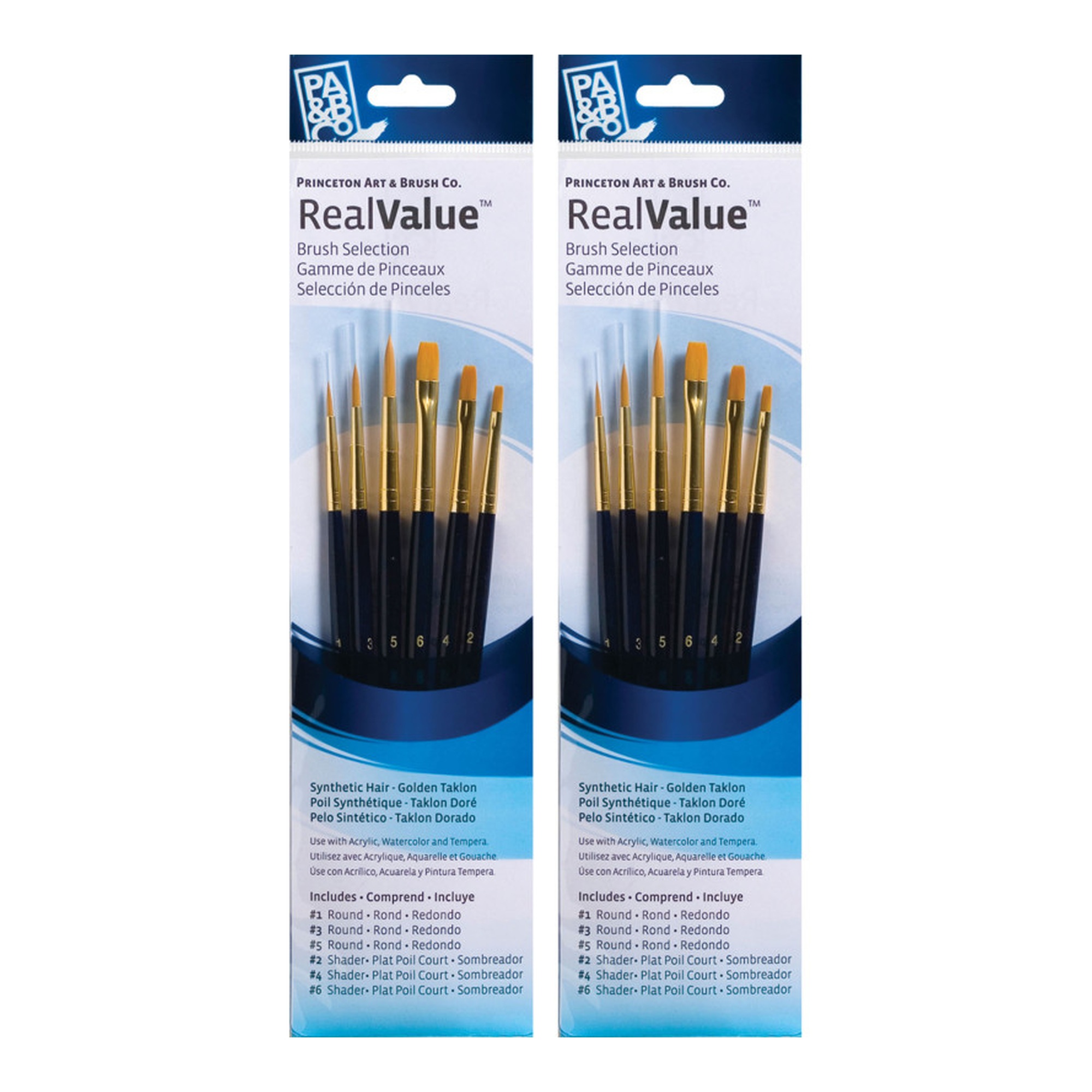 Short Handle Gold Taklon Mixed Media Paintbrush Set, Dark Blue, 12 Brushes