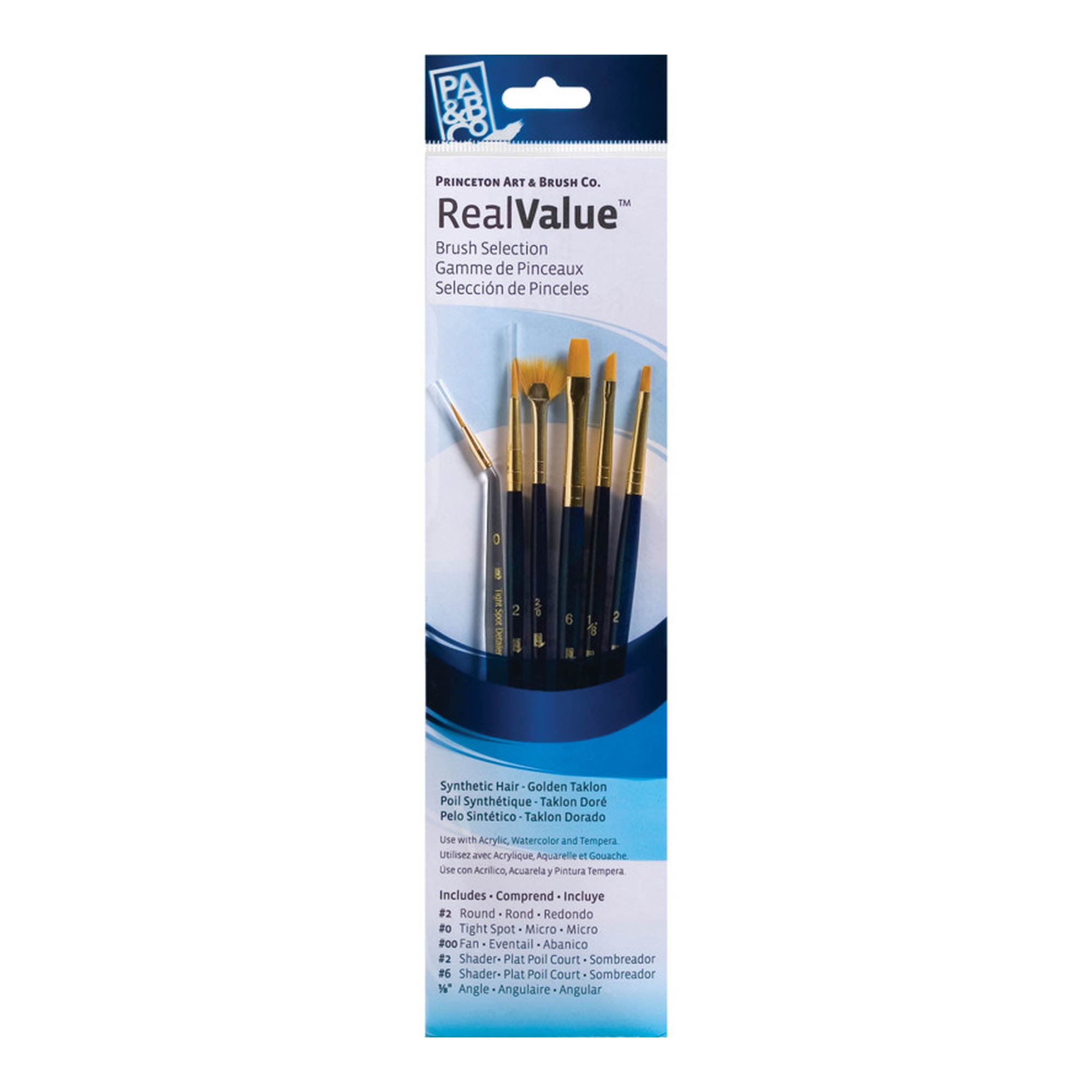 Gold Taklon Short-Handle Mixed Media Paintbrush Set, 6 Pieces