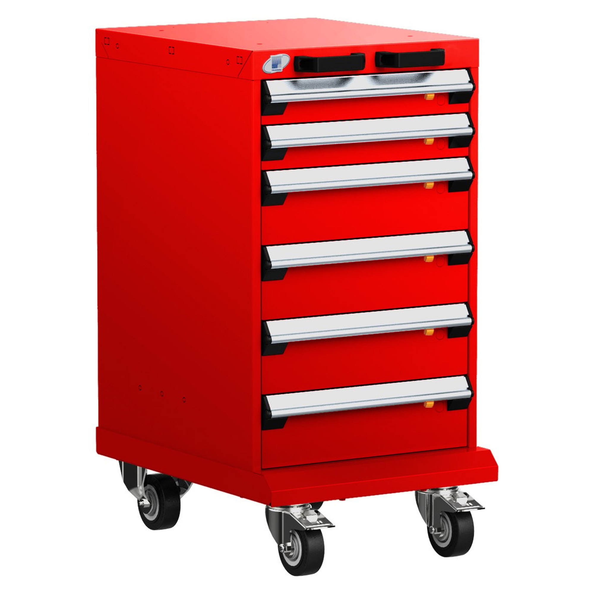 6-Drawer Mobile Cabinet, 18"W x 21"D x 35.13"H - Without Dividers
