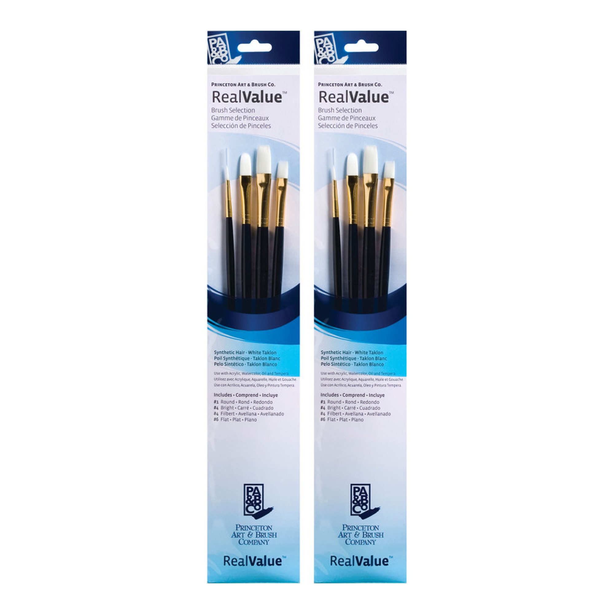 White Taklon Long-Handle Mixed Media Paintbrush Set, 8 Brushes