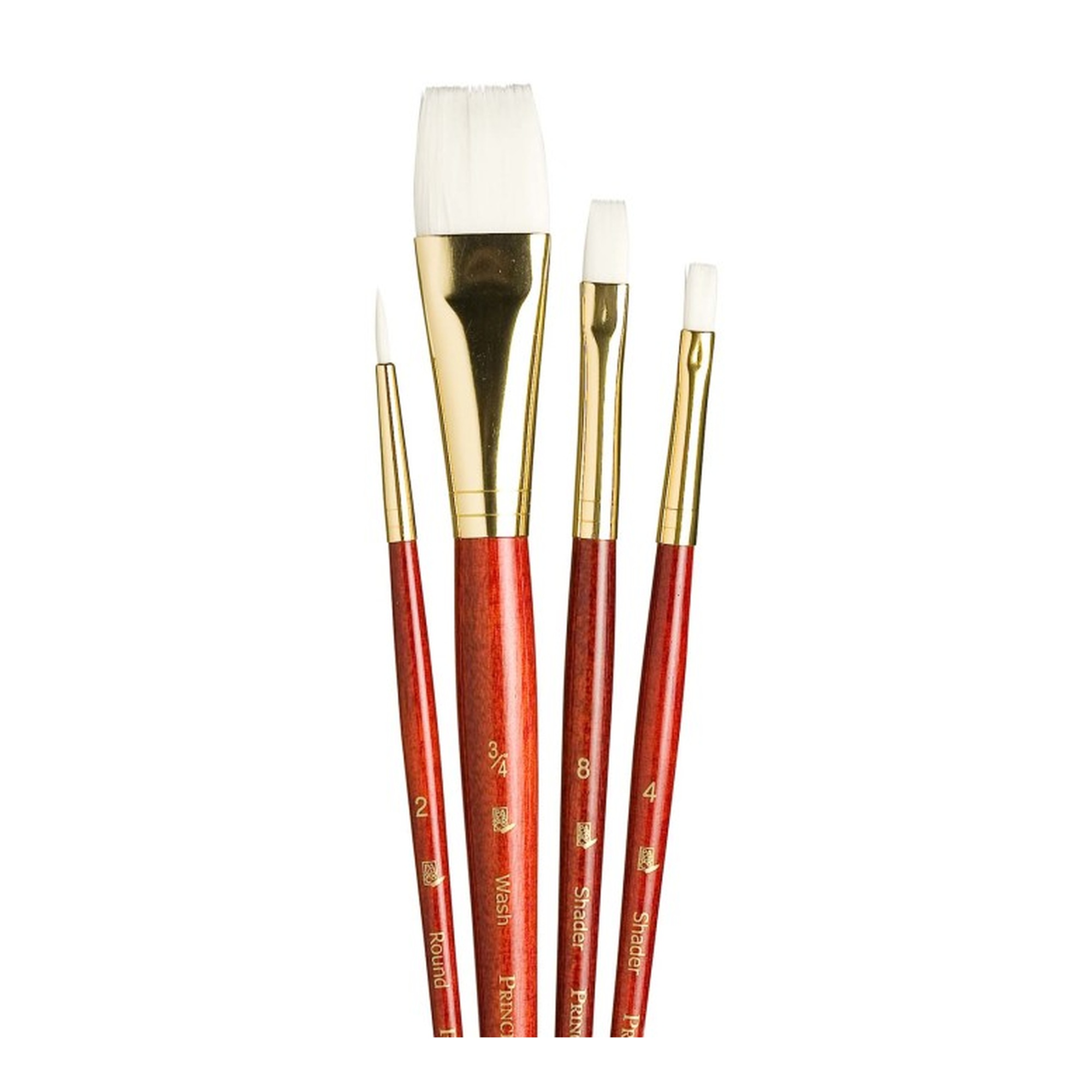 White Taklon Short-Handle Mixed Media Paintbrush Set, Red, 4 Pieces