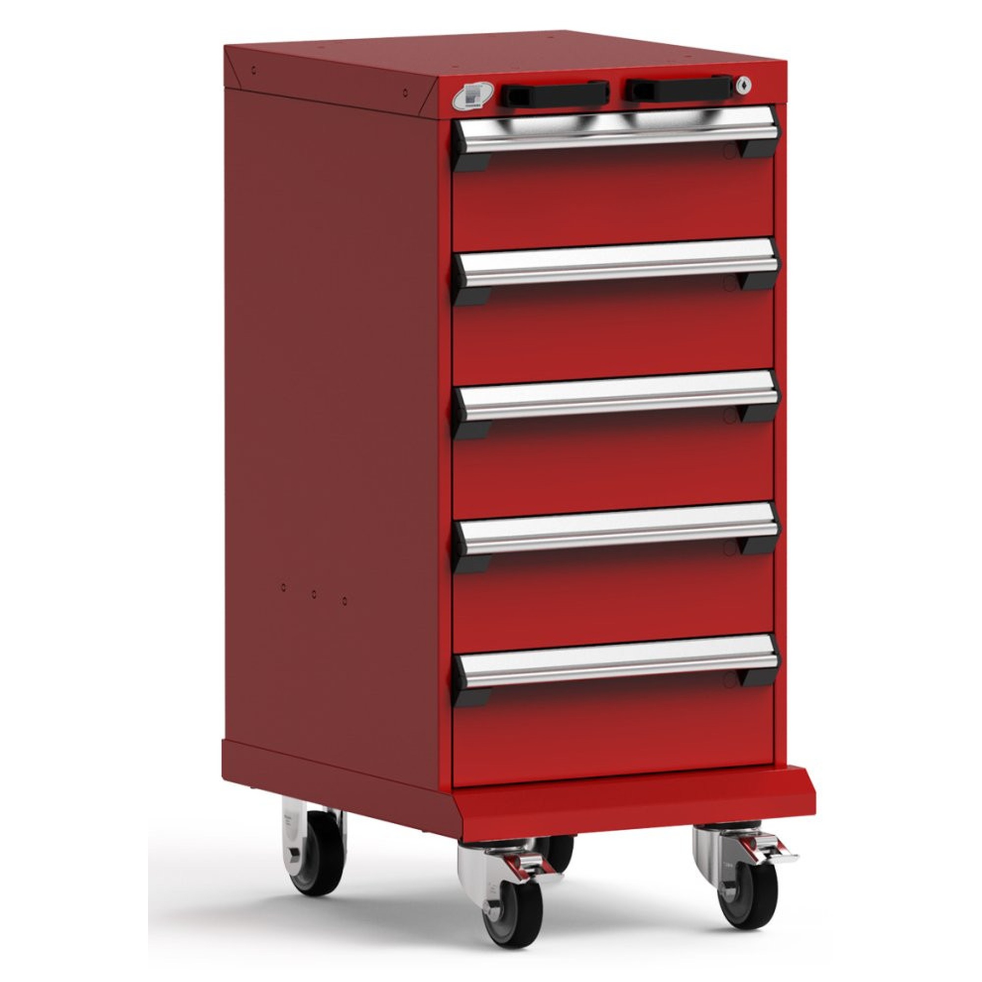 5-Drawer Mobile Cabinet, 18"W x 27"D x 39.13"H - With Dividers - Drawer heights: 5 6" H