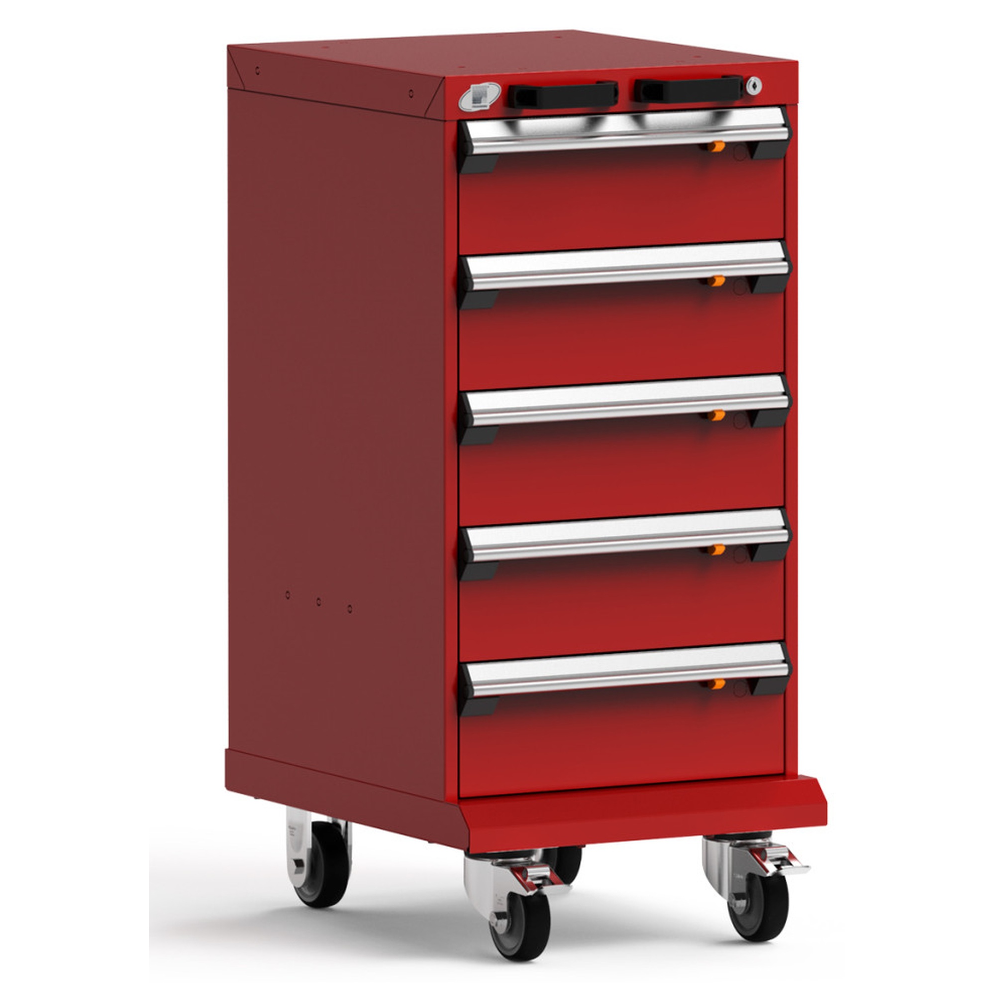 5-Drawer Mobile Cabinet, 18"W x 21"D x 39.13"H - With Dividers - Drawer heights: 5 6" H