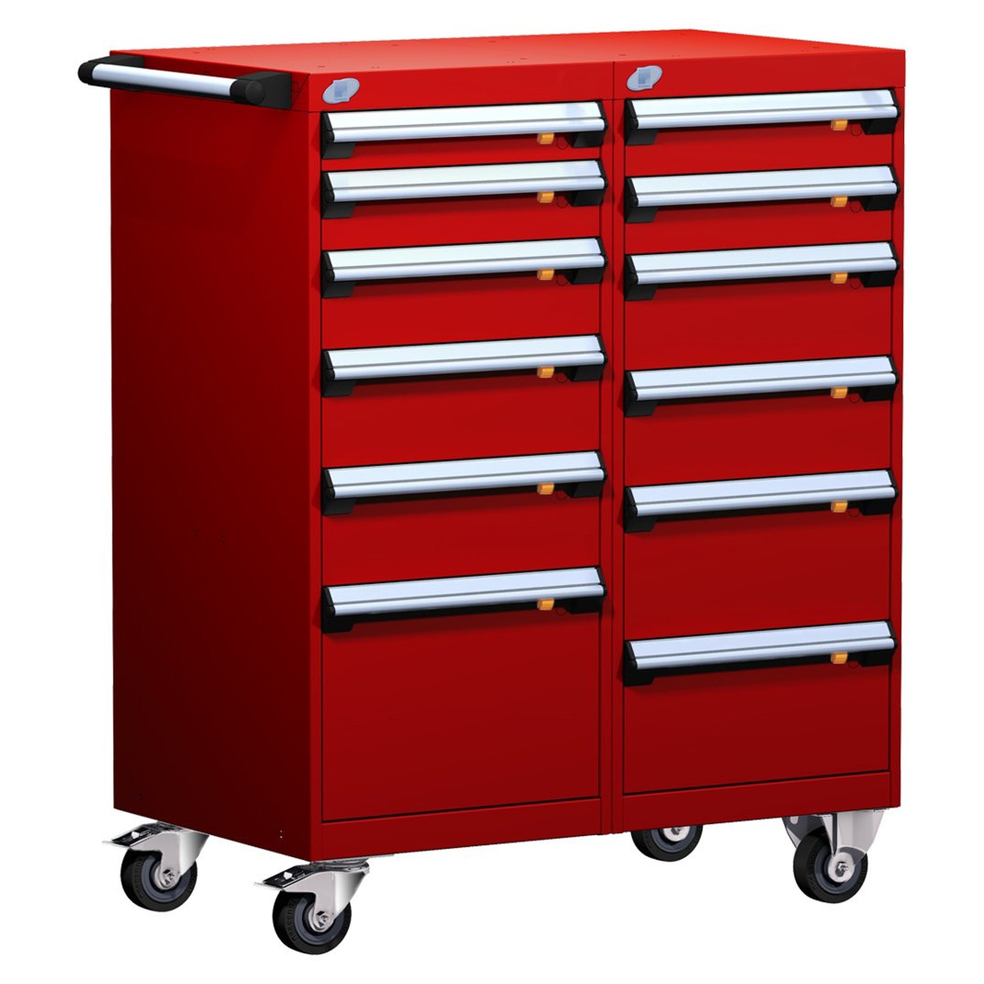 12-Drawer Mobile Cabinet, 36"W x 27"D x 45.13"H - With Dividers