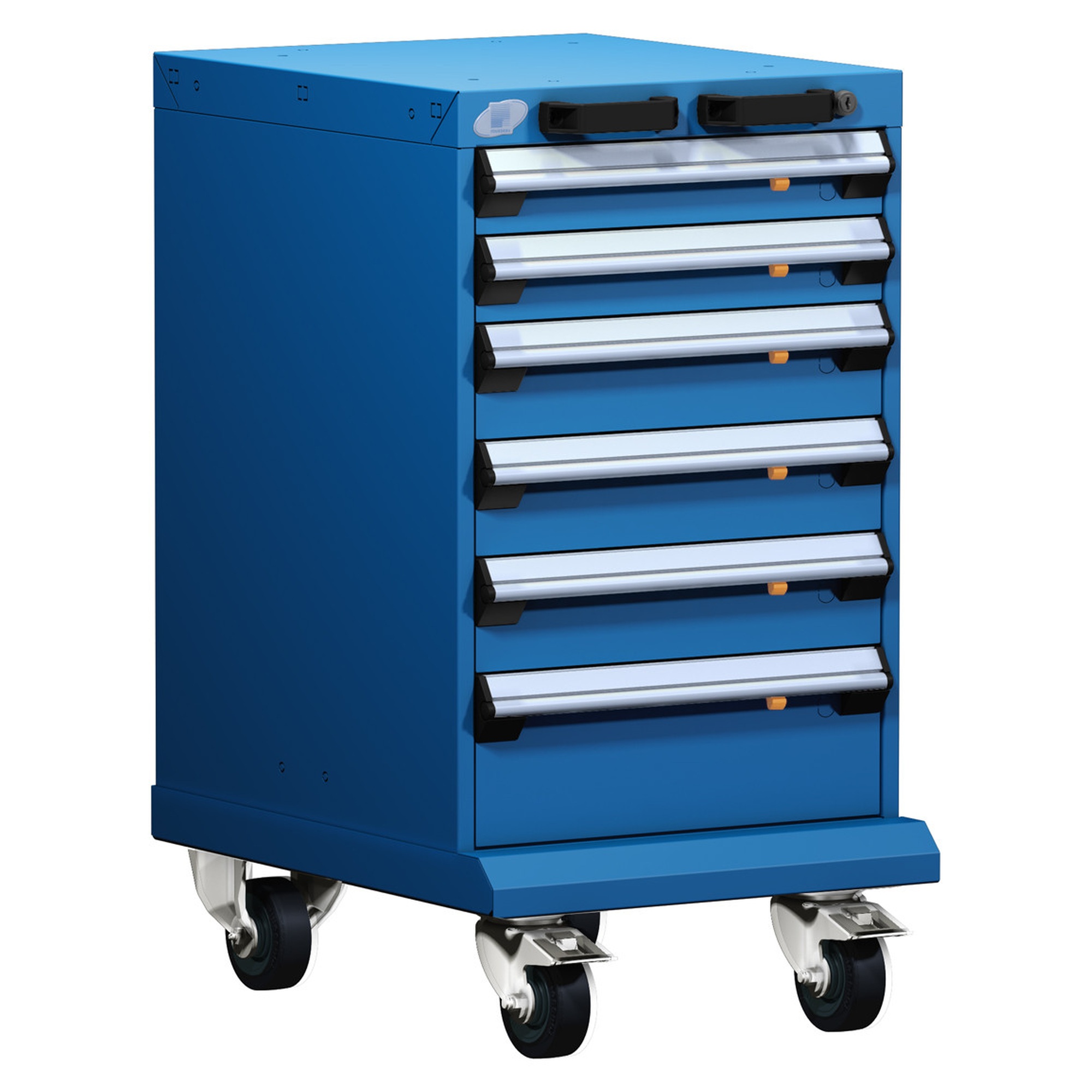 6-Drawer Mobile Cabinet, 18"W x 27"D x 33.13"H - Without Dividers