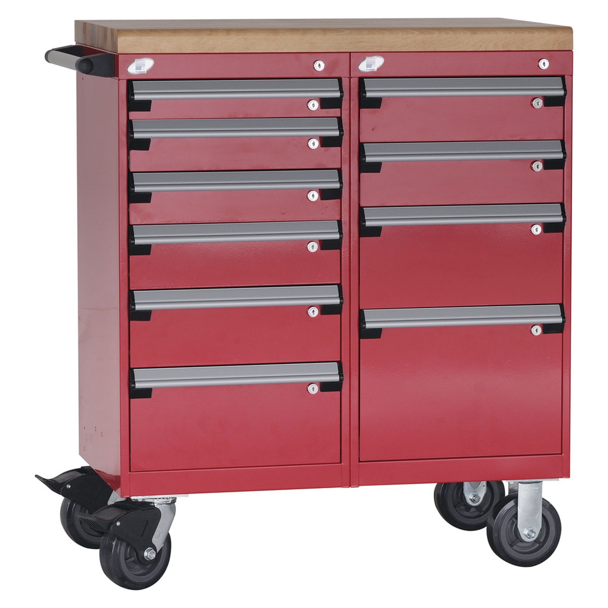 10-Drawer Mobile Cabinet, 36"W x 21"D x 35.75"H - Without Dividers