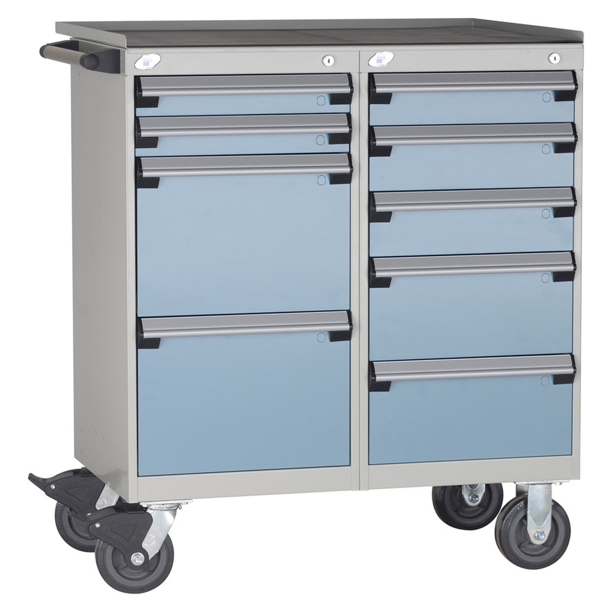 9-Drawer Mobile Cabinet, 36"W x 21"D x 35"H - Without Dividers