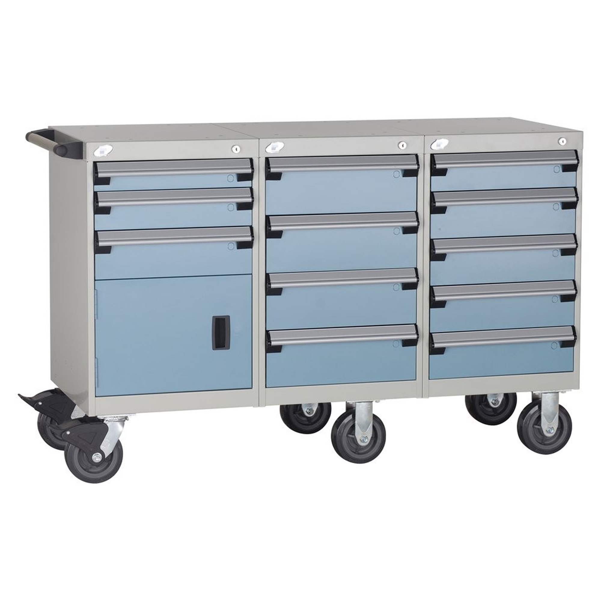 12-Drawer Mobile Cabinet, 54"W x 21"D x 28"H - Without Dividers