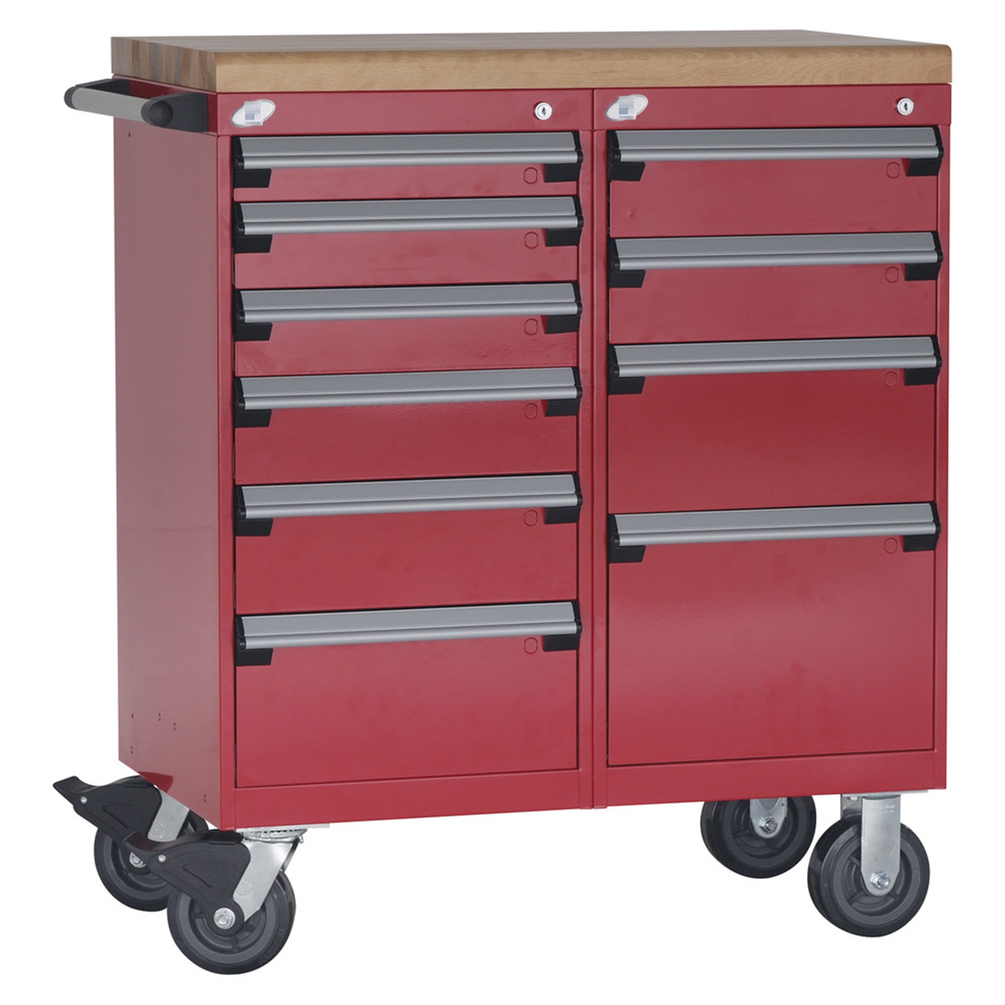 10-Drawer Mobile Cabinet, 36"W x 21"D x 35.75"H - Without Dividers - L3BED-3444L3