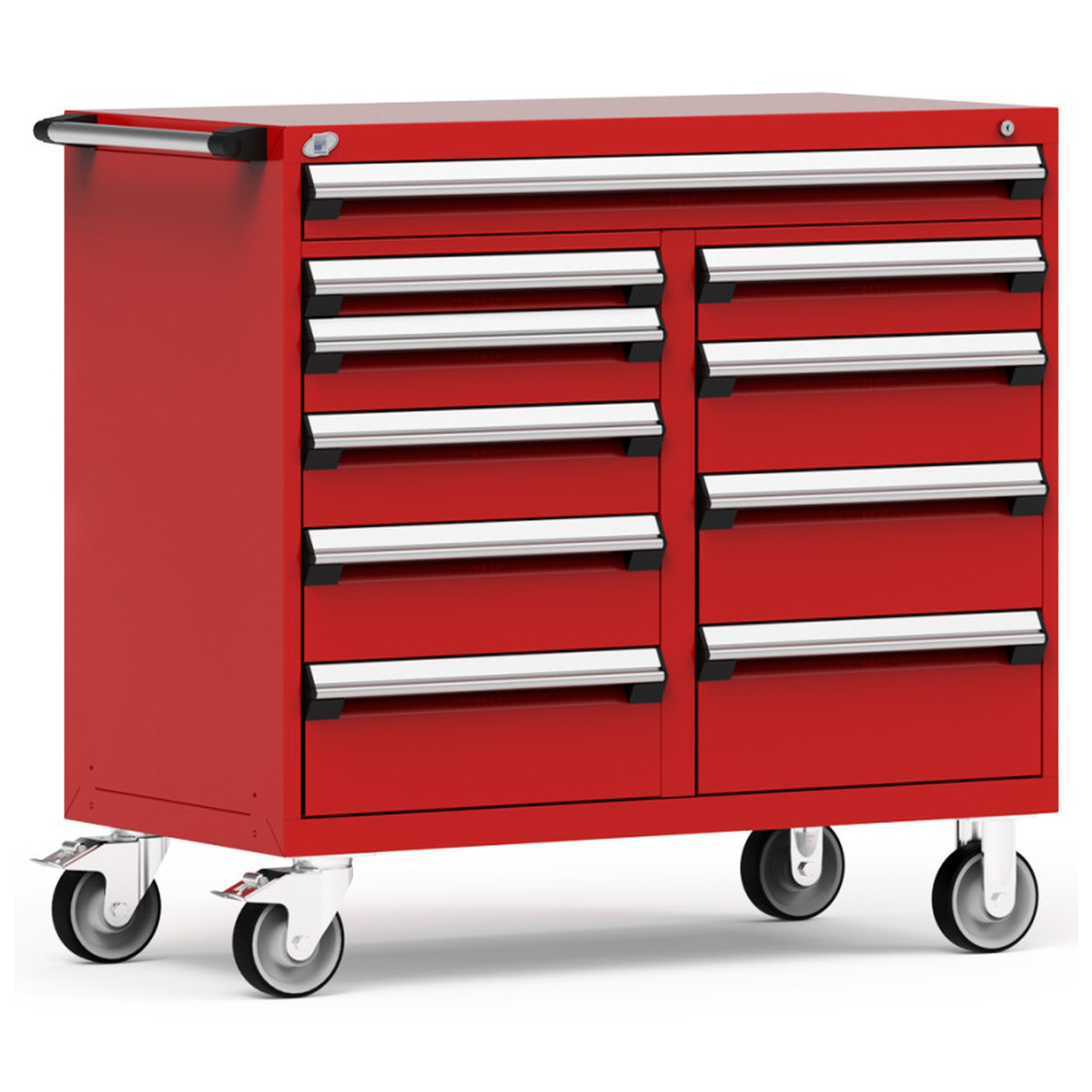 10-Drawer Mobile Cabinet, 48"W x 24"D x 45.5"H - With Dividers