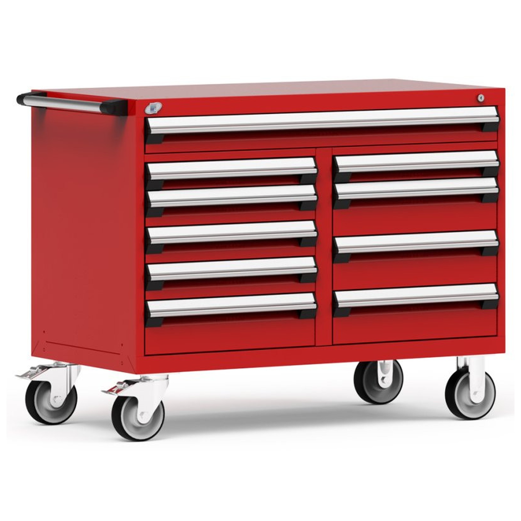 10-Drawer Mobile Cabinet, 48"W x 24"D x 37.5"H - Without Dividers