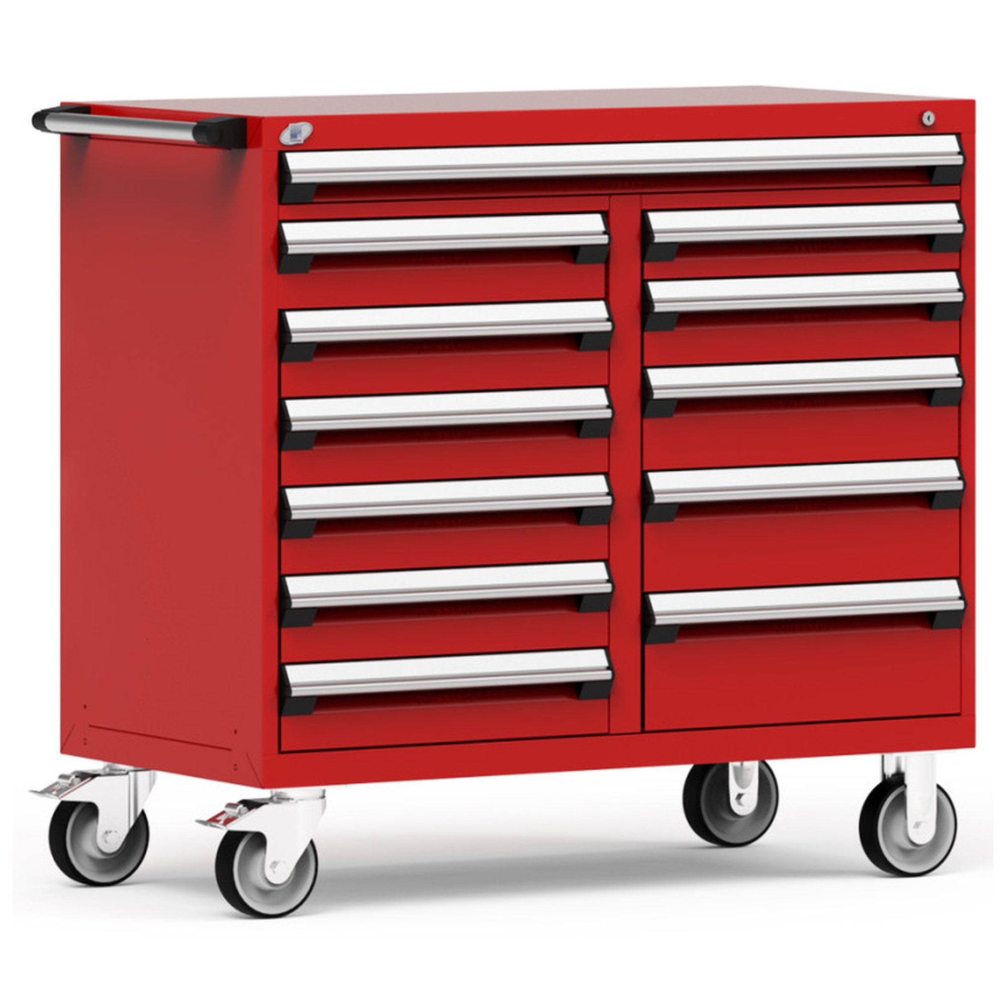 12-Drawer Mobile Cabinet, 48"W x 24"D x 45.5"H - With Dividers