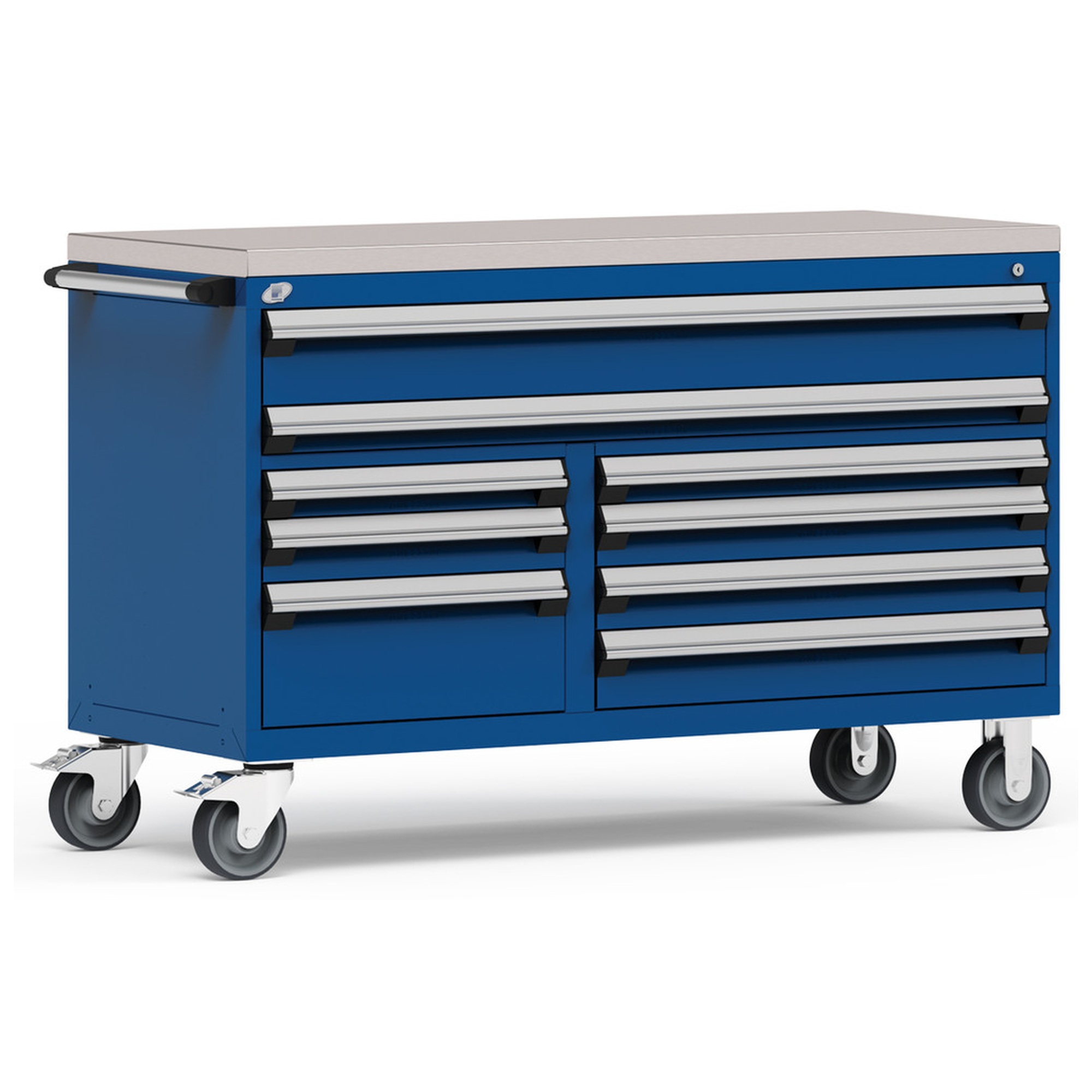 9-Drawer Mobile Cabinet, 60"W x 24"D x 39.25"H - With Dividers