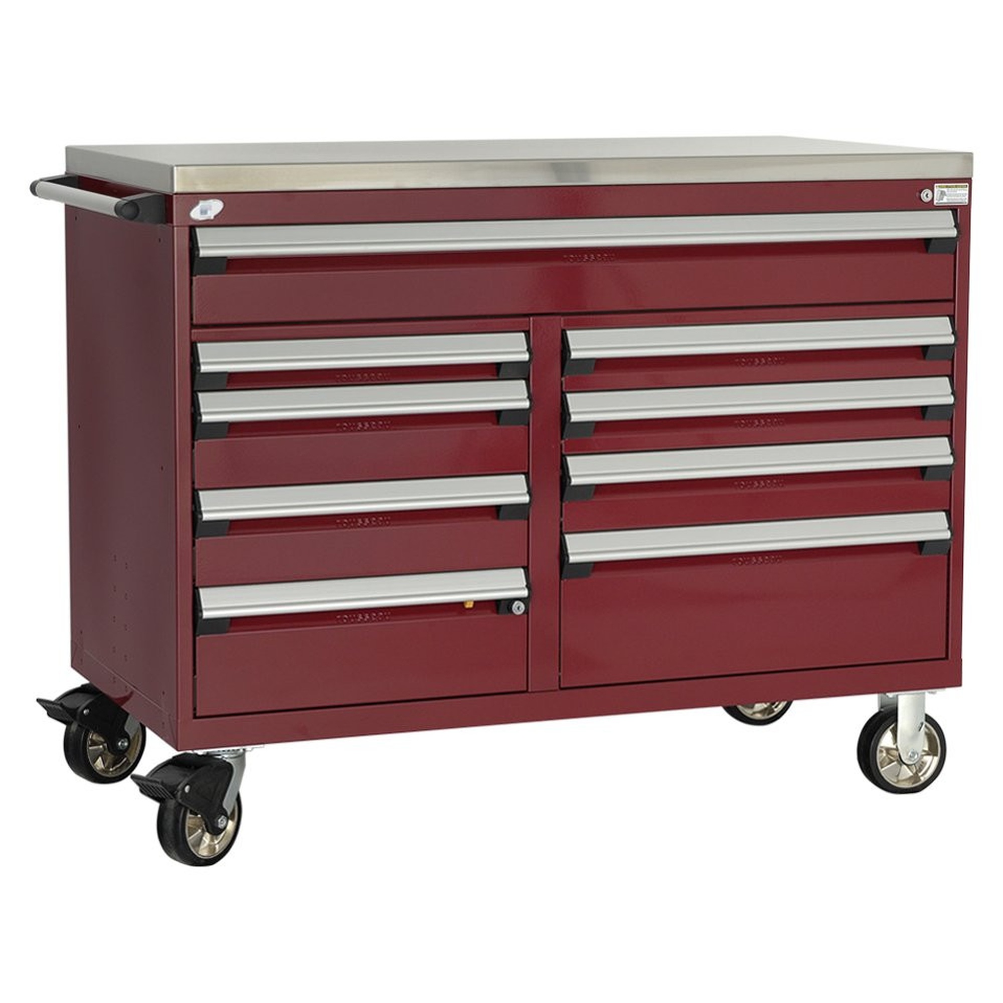 9-Drawer Mobile Cabinet, 54"W x 24"D x 43.25"H - Without Dividers