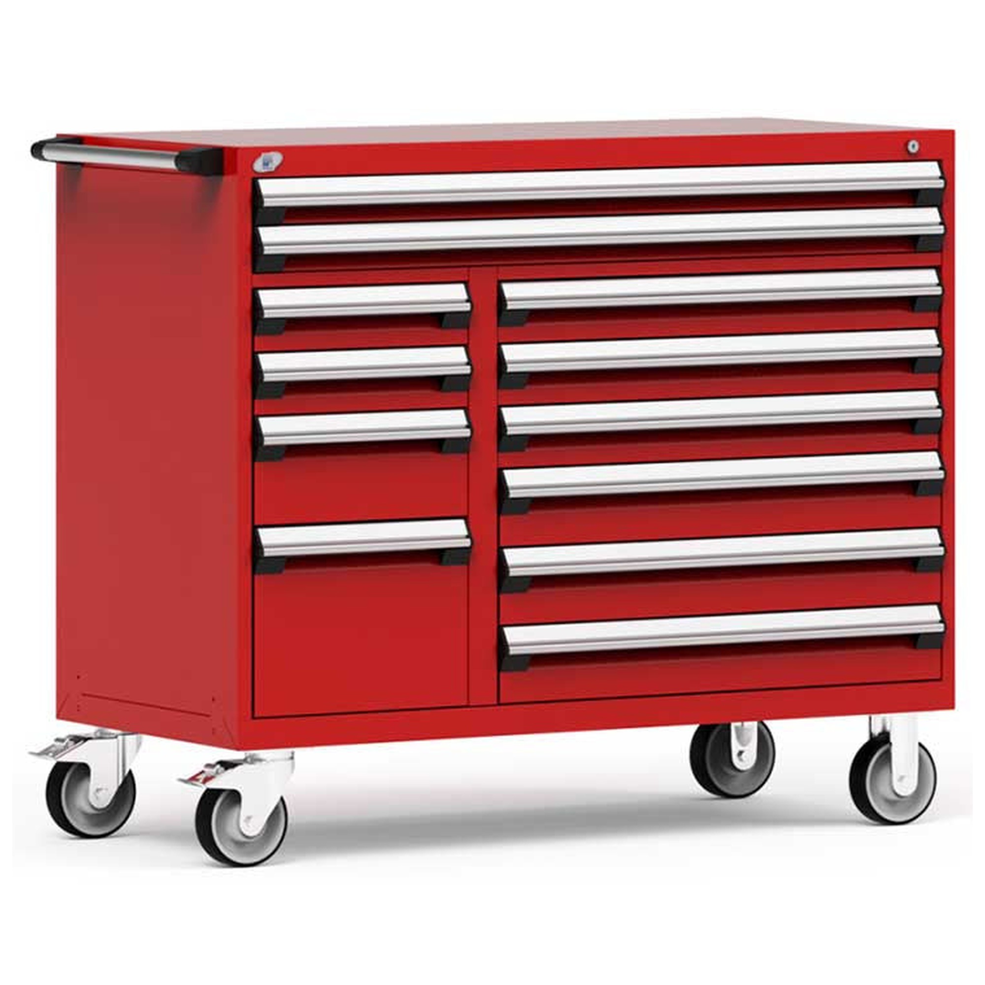 12-Drawer Mobile Cabinet, 54"W x 27"D x 45.5"H - With Dividers