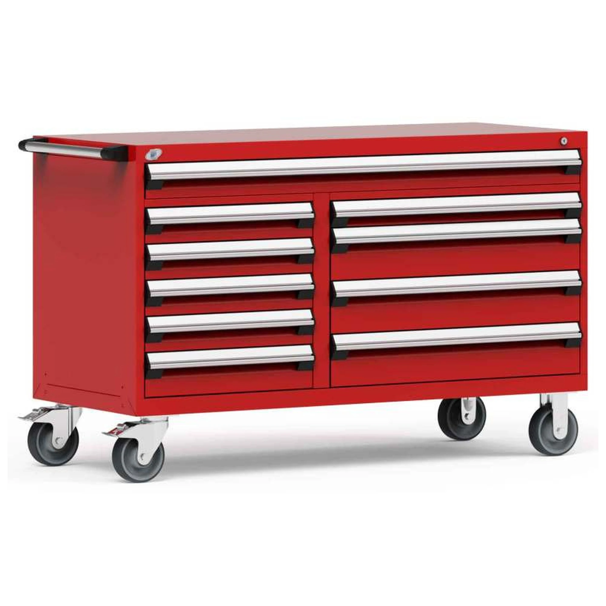 10-Drawer Mobile Cabinet, 60"W x 24"D x 37.5"H - With Dividers