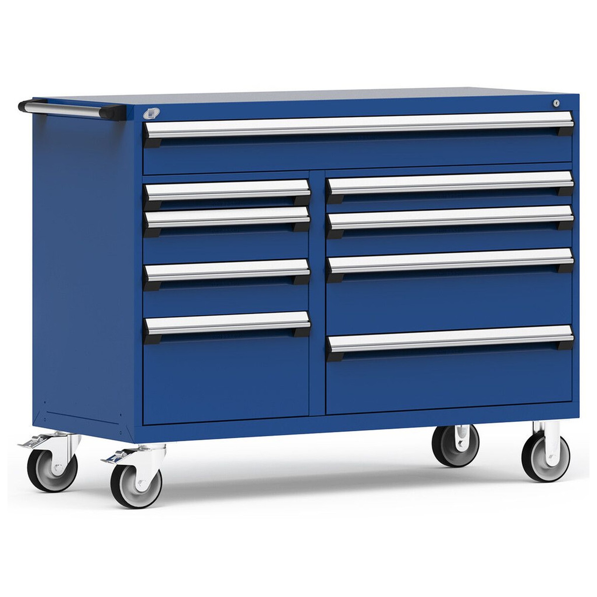 9-Drawer Mobile Cabinet, 60"W x 27"D x 45.5"H - With Dividers