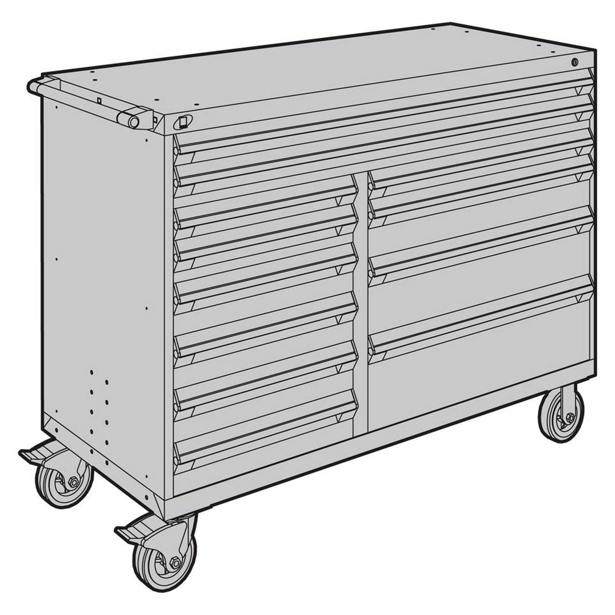 12-Drawer Mobile Cabinet, 60"W x 24"D x 45.5"H - Without Dividers