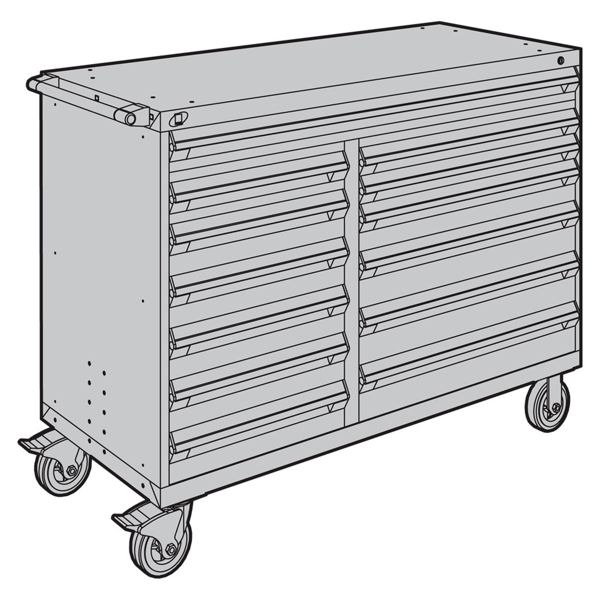13-Drawer Mobile Cabinet, 60"W x 24"D x 45.5"H - With Dividers