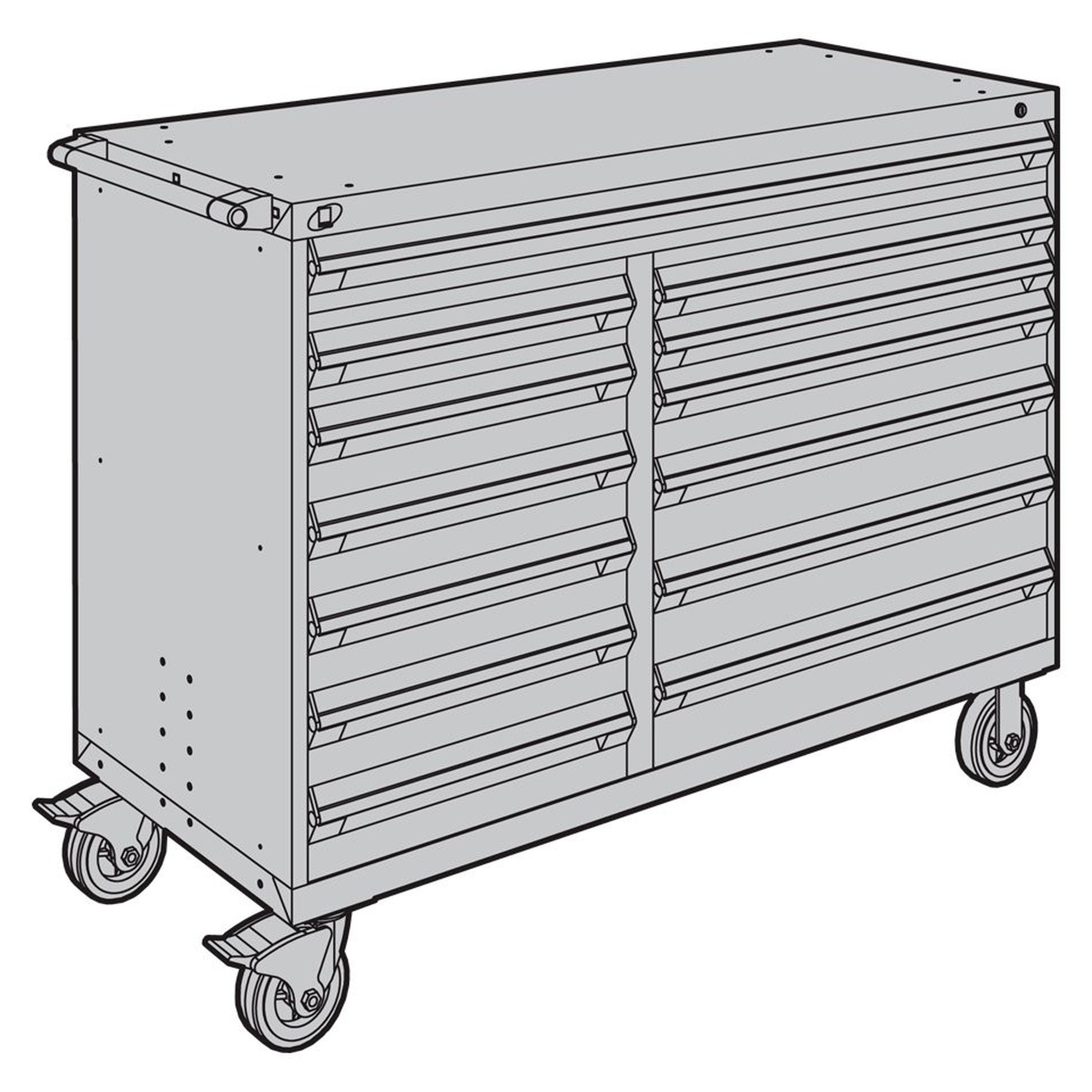 13-Drawer Mobile Cabinet, 60"W x 24"D x 45.5"H - Without Dividers image 2