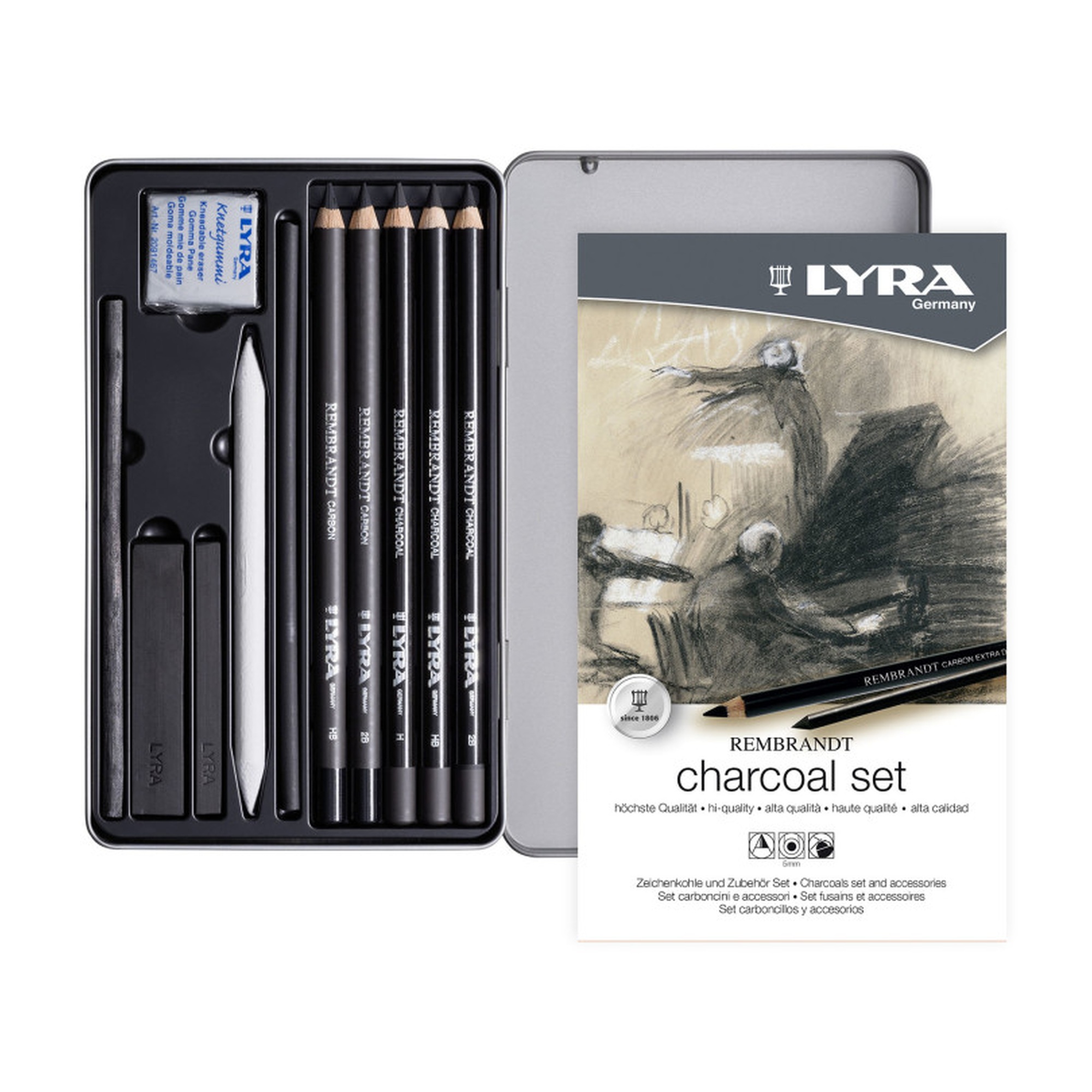 Monochrome Charcoal and Graphite Sketching Set, 11 Pieces