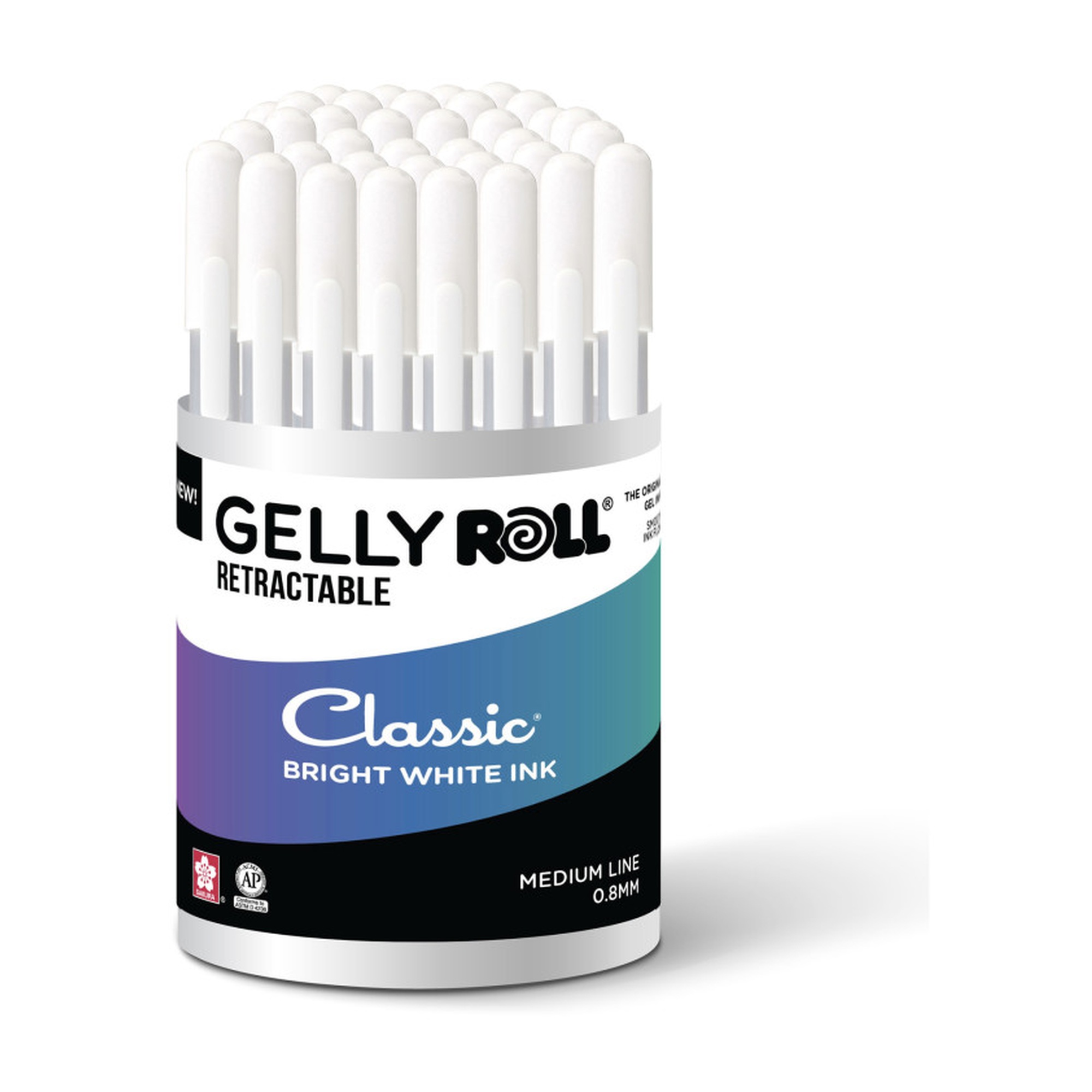 Retractable White Gel Pens, Medium Point, 36-Pack Display Cup