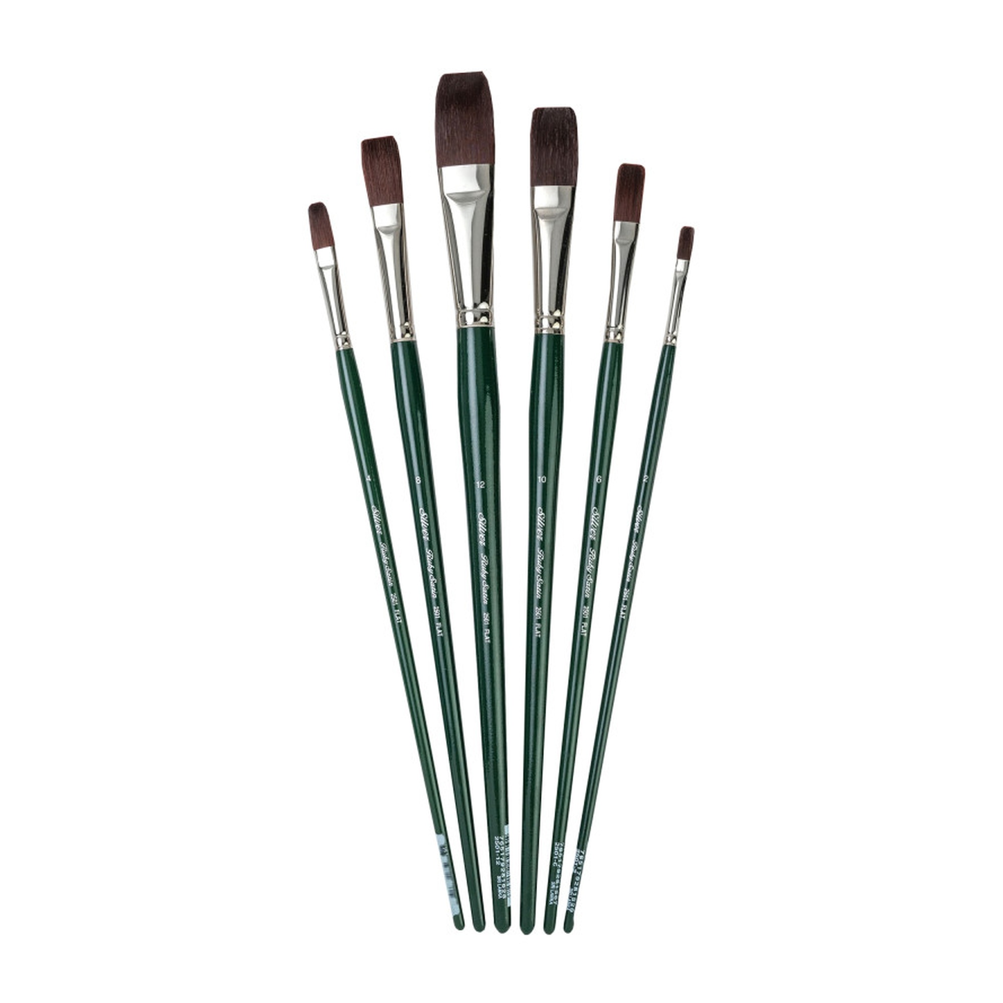 Long-Handle Synthetic Flat Artist Brush Set, 6-Piece