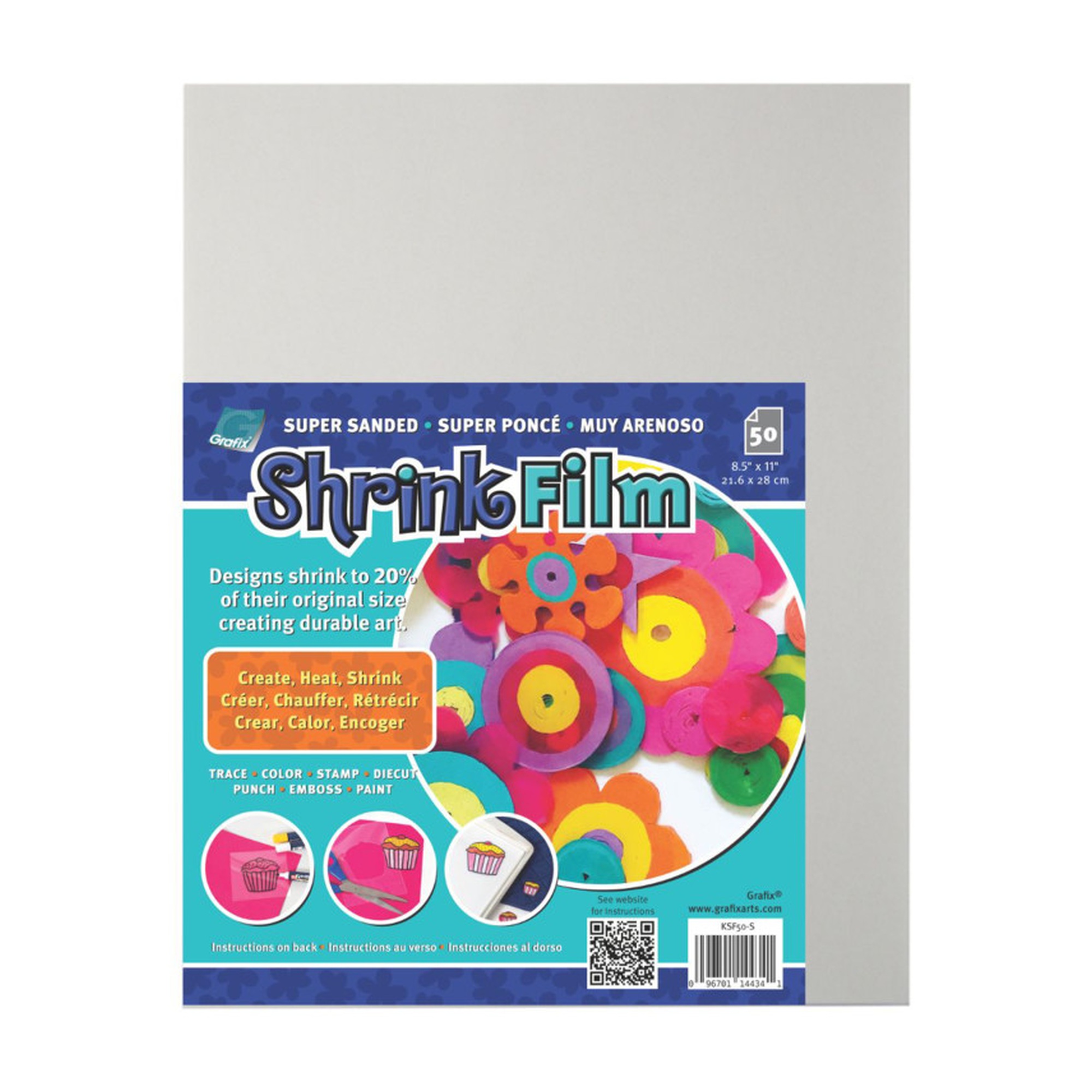 Sanded Shrink Film Sheets, 8.5 x 11 in., 50-Pack