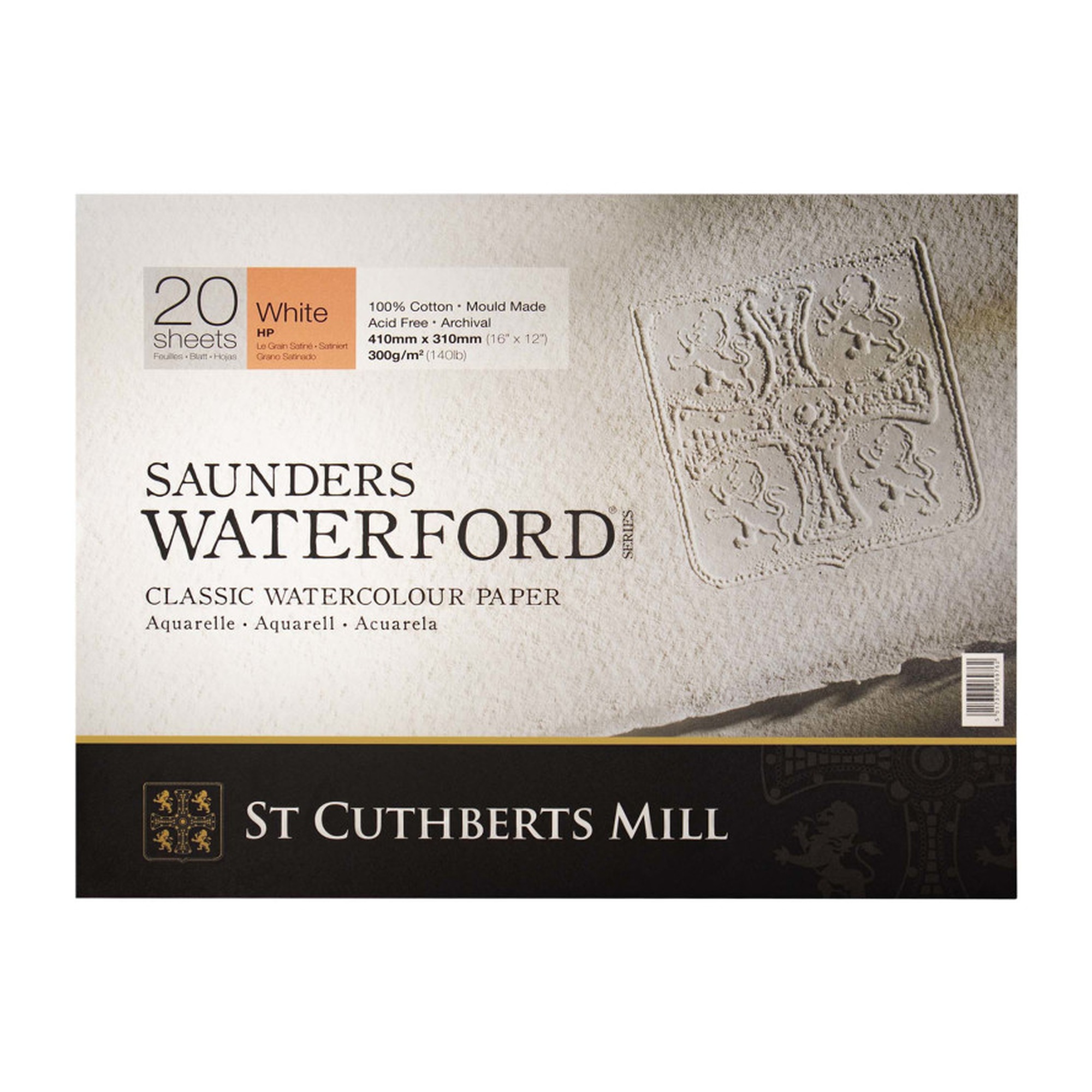 Hot-Pressed White Watercolor Paper Block, 140 lb, 20 Sheets, 16 x 12 in.