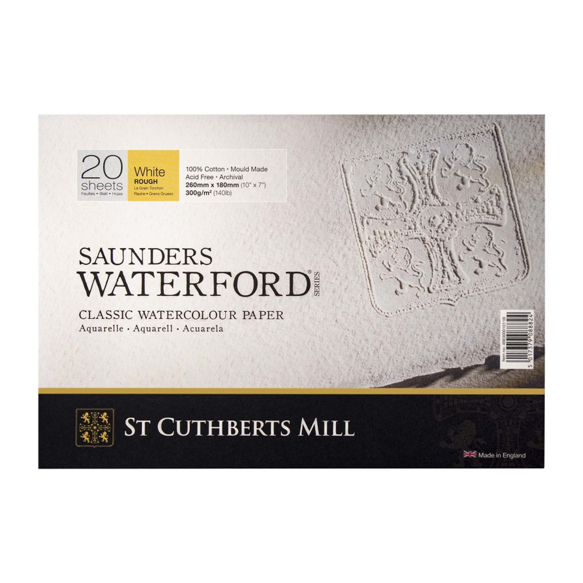 Rough White Watercolor Paper Block, 140 lb, 10 x 7 in., 20 Sheets