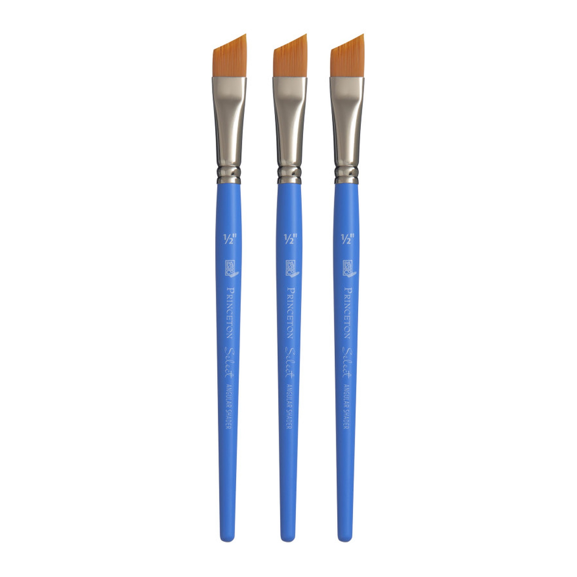 Select Artiste 1/2 Inch Angle Shader Brush, Jewel Blue, 3-Pack