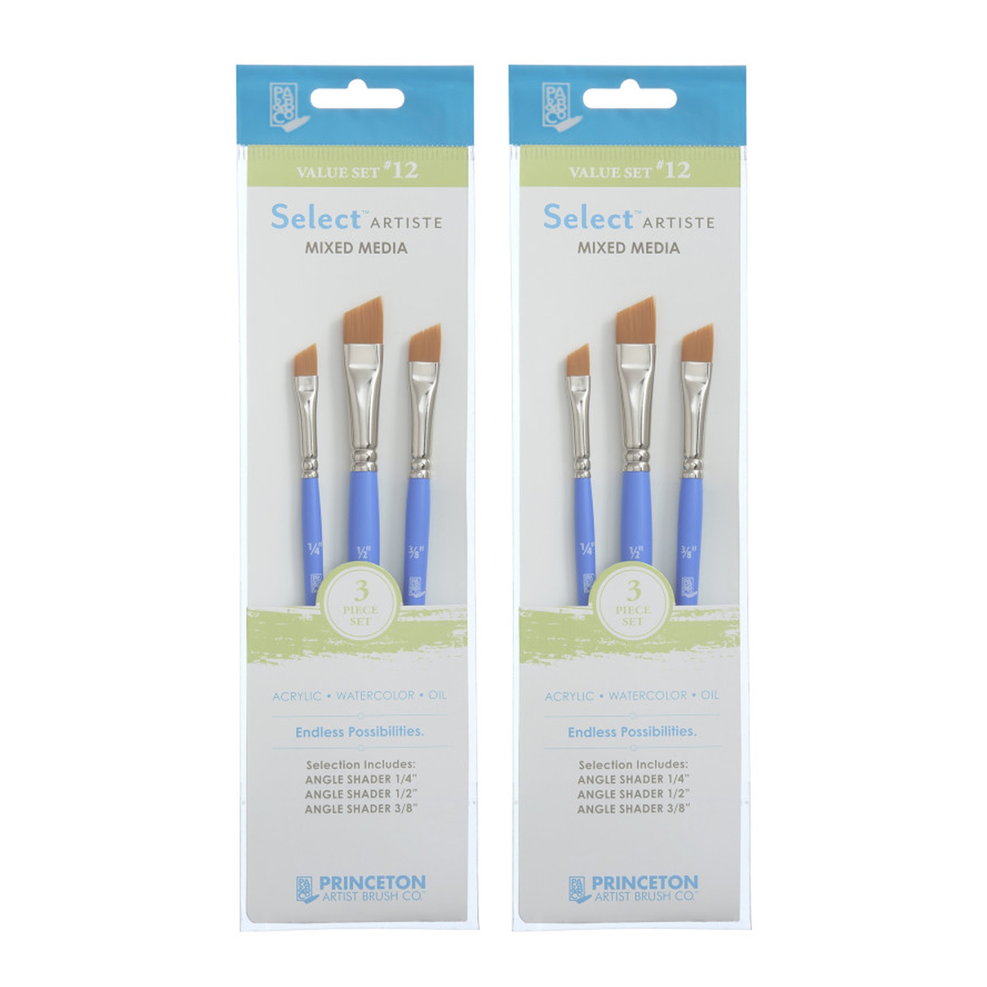 Synthetic Bristle Short-Handle Mixed Media Paintbrush Set, Jewel Blue, 6 Brushes