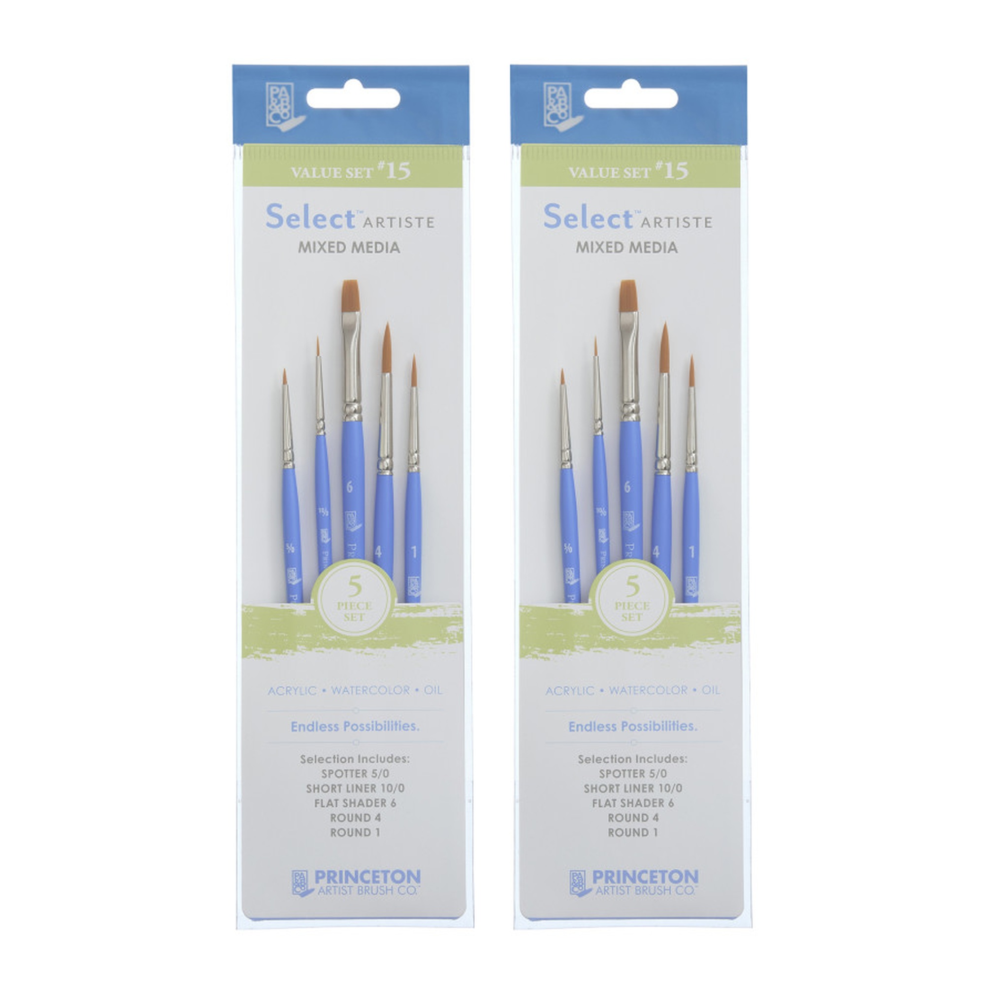 No. 15 Synthetic Short-Handle Mixed Media Paintbrush Set, Jewel Blue, 10 Brushes