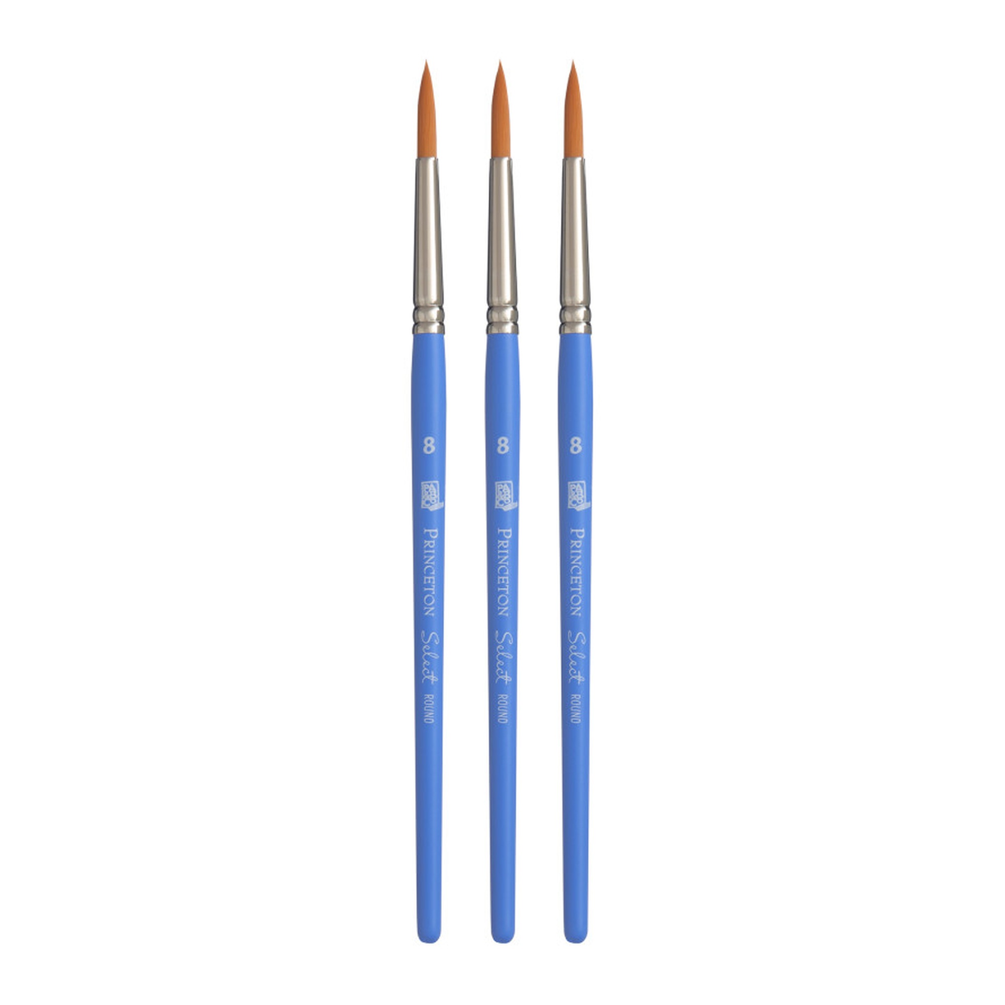 Round Synthetic Mixed Media Paintbrushes, Size 8, Jewel Blue, Pack of 3