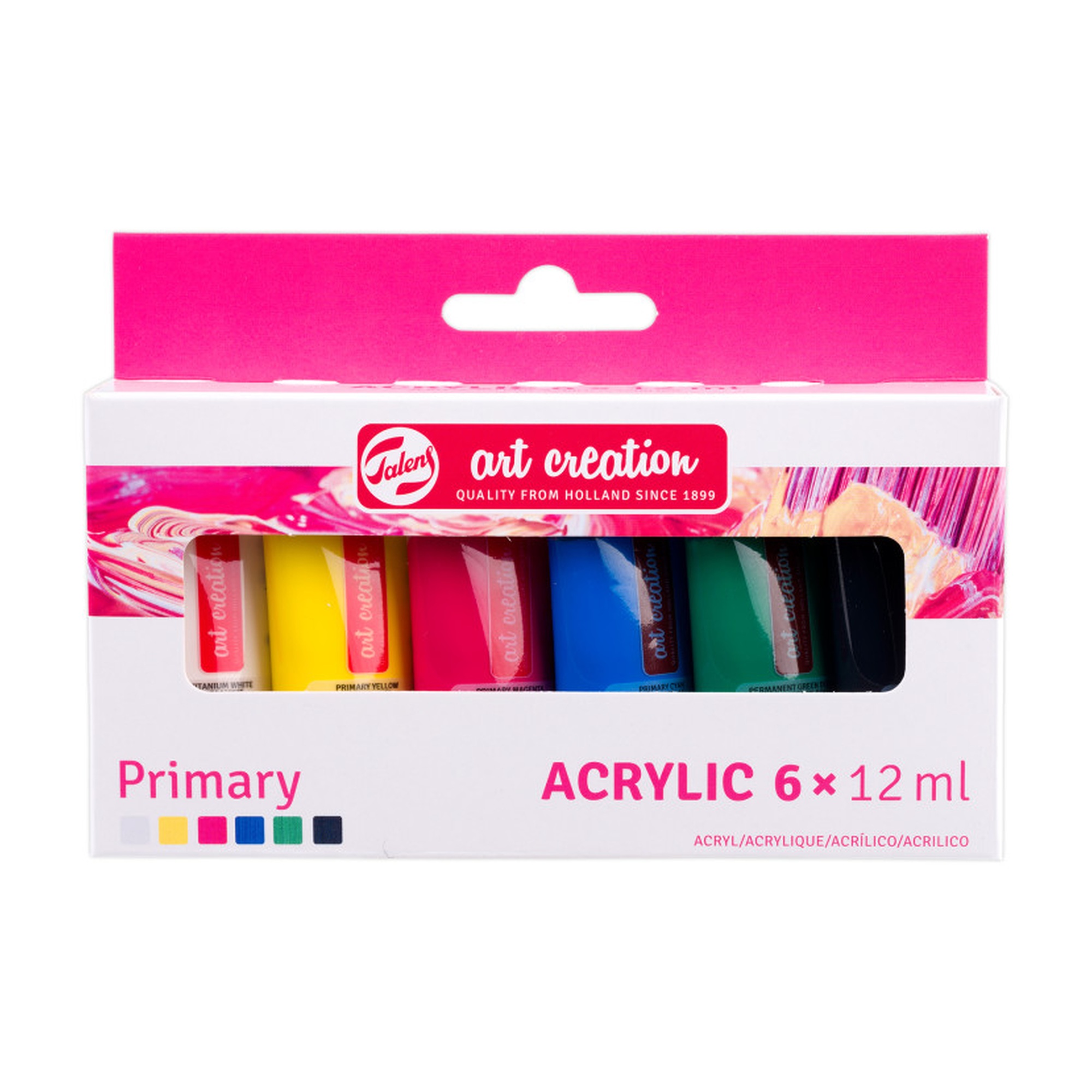 Primary Acrylic Paint Set, 6 x 12 mL Tubes