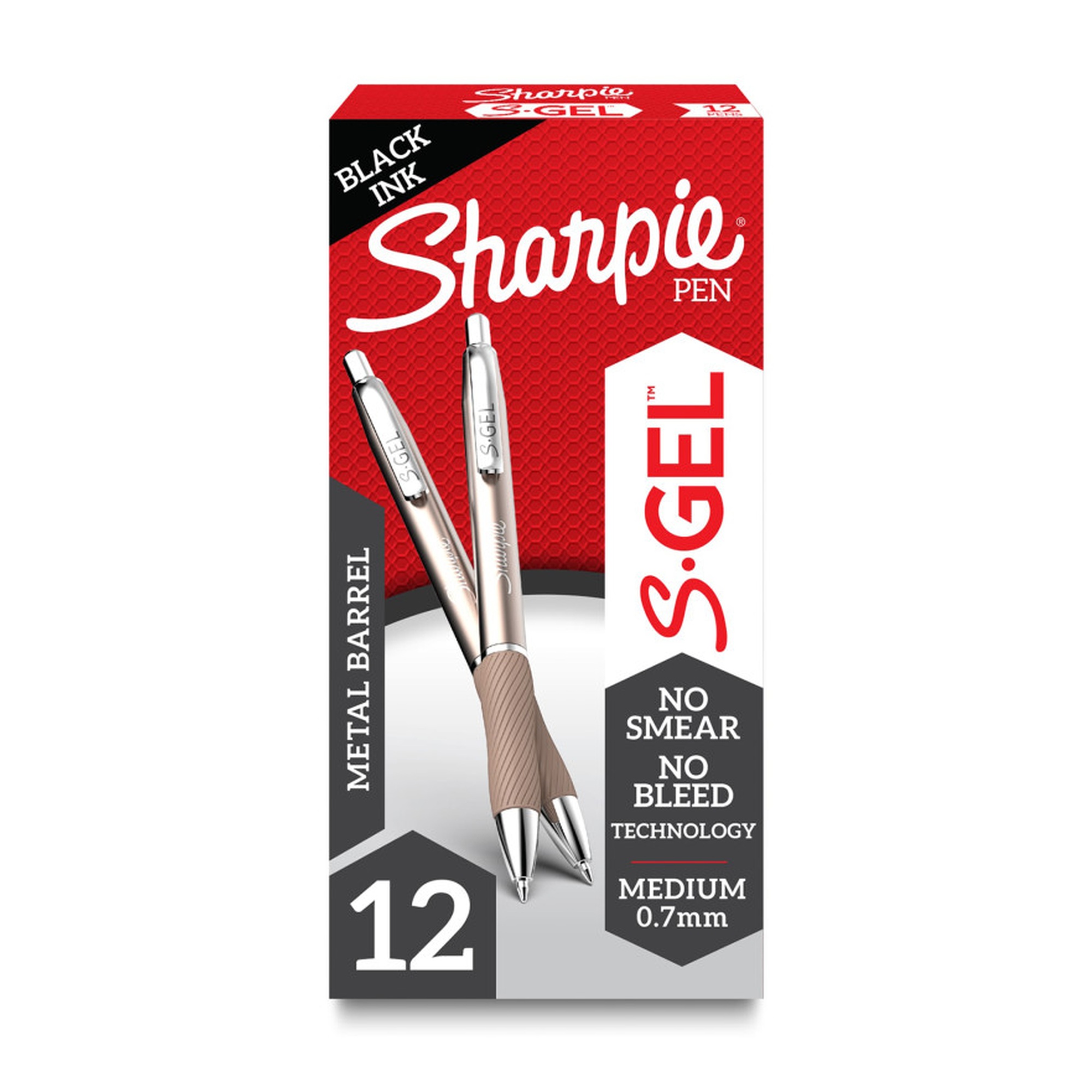 Retractable Gel Pens, 0.7 mm, Black, 12-Pack