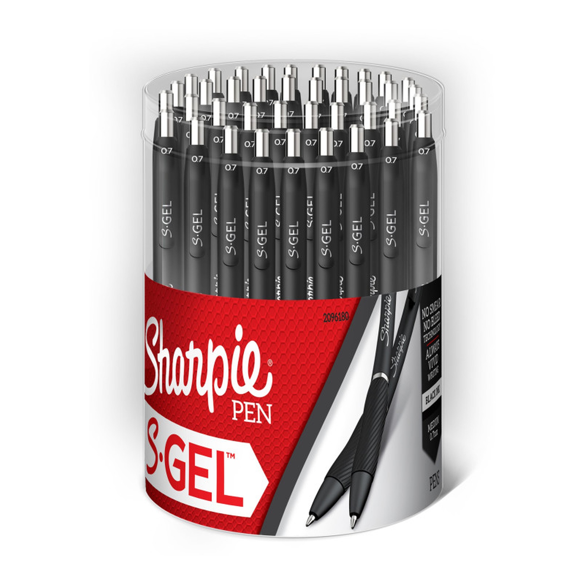 Retractable Gel Pens, Medium 0.7 mm Point, Black, 36-Count Canister