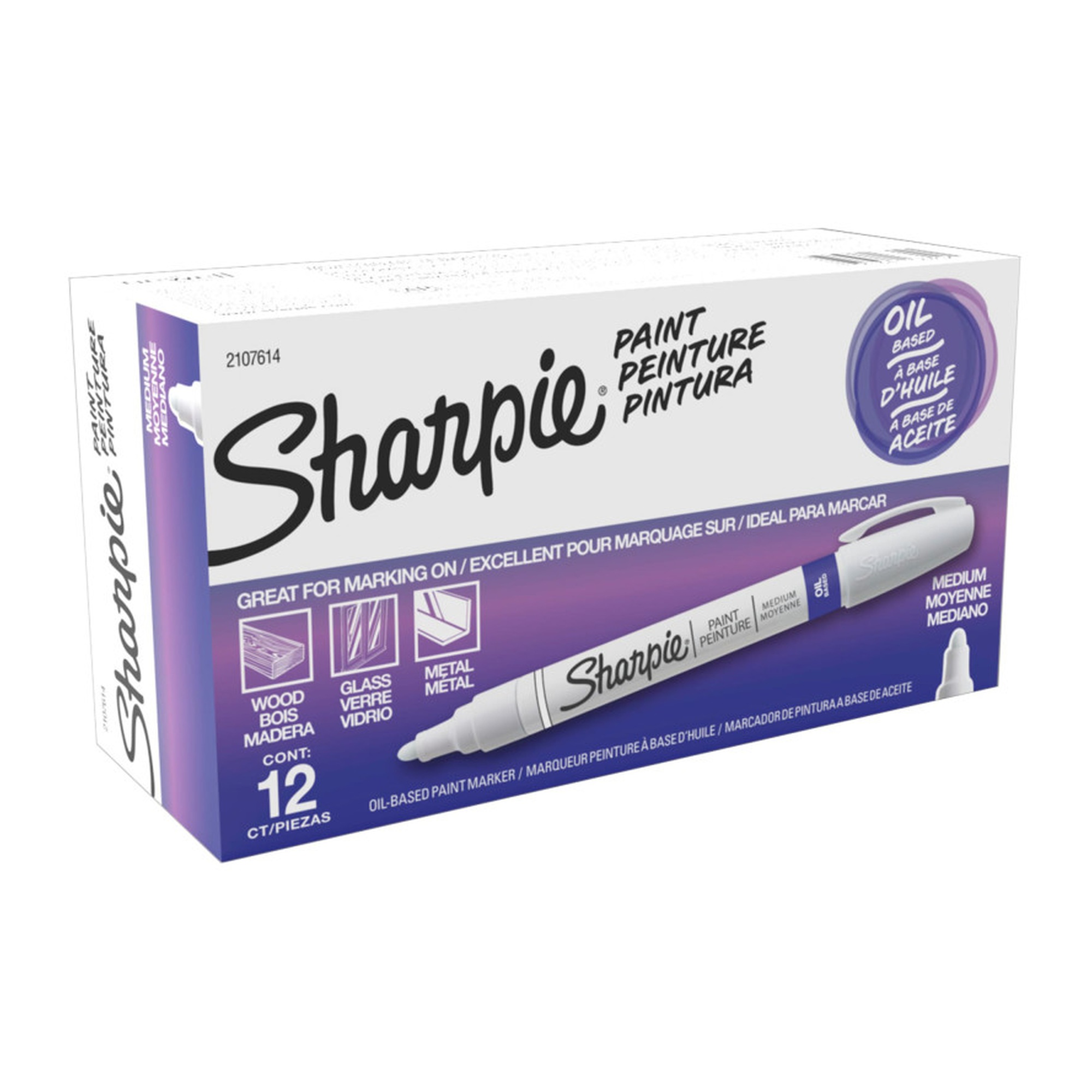 Oil-Based Paint Markers, Medium Point, White, 12-Pack