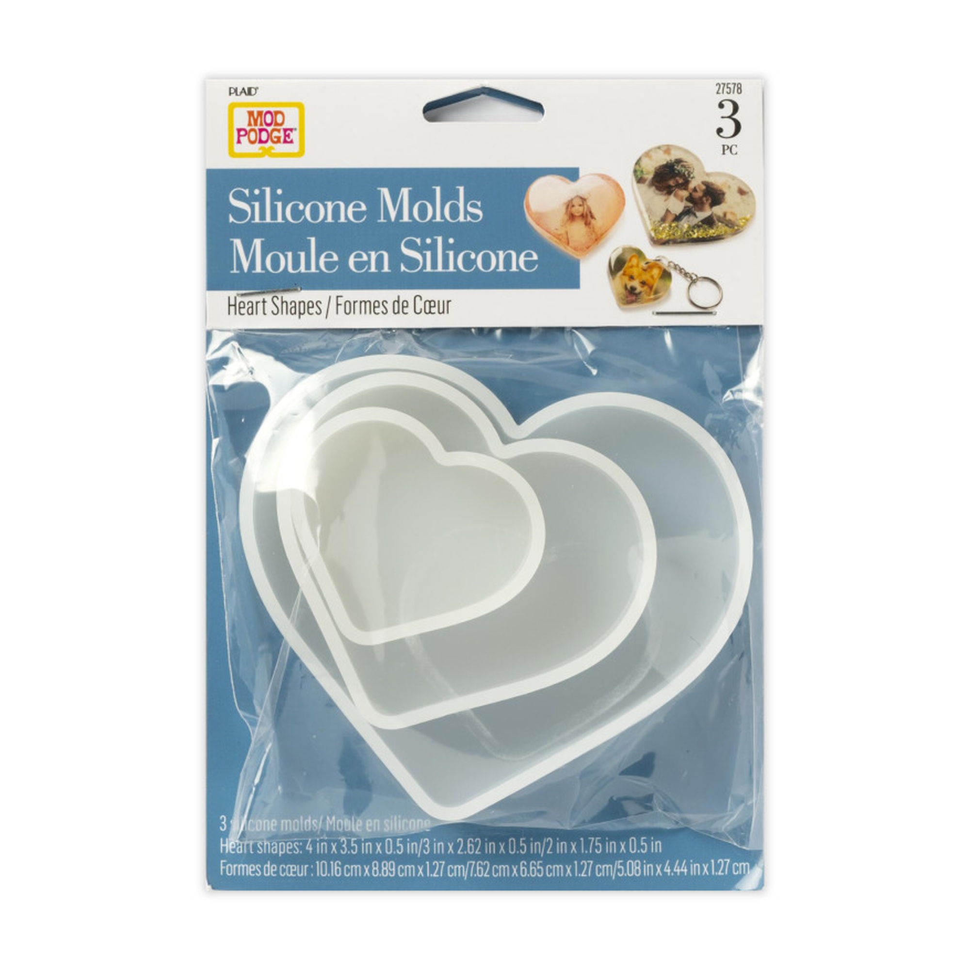 3-Piece Silicone Heart Resin Mold Set