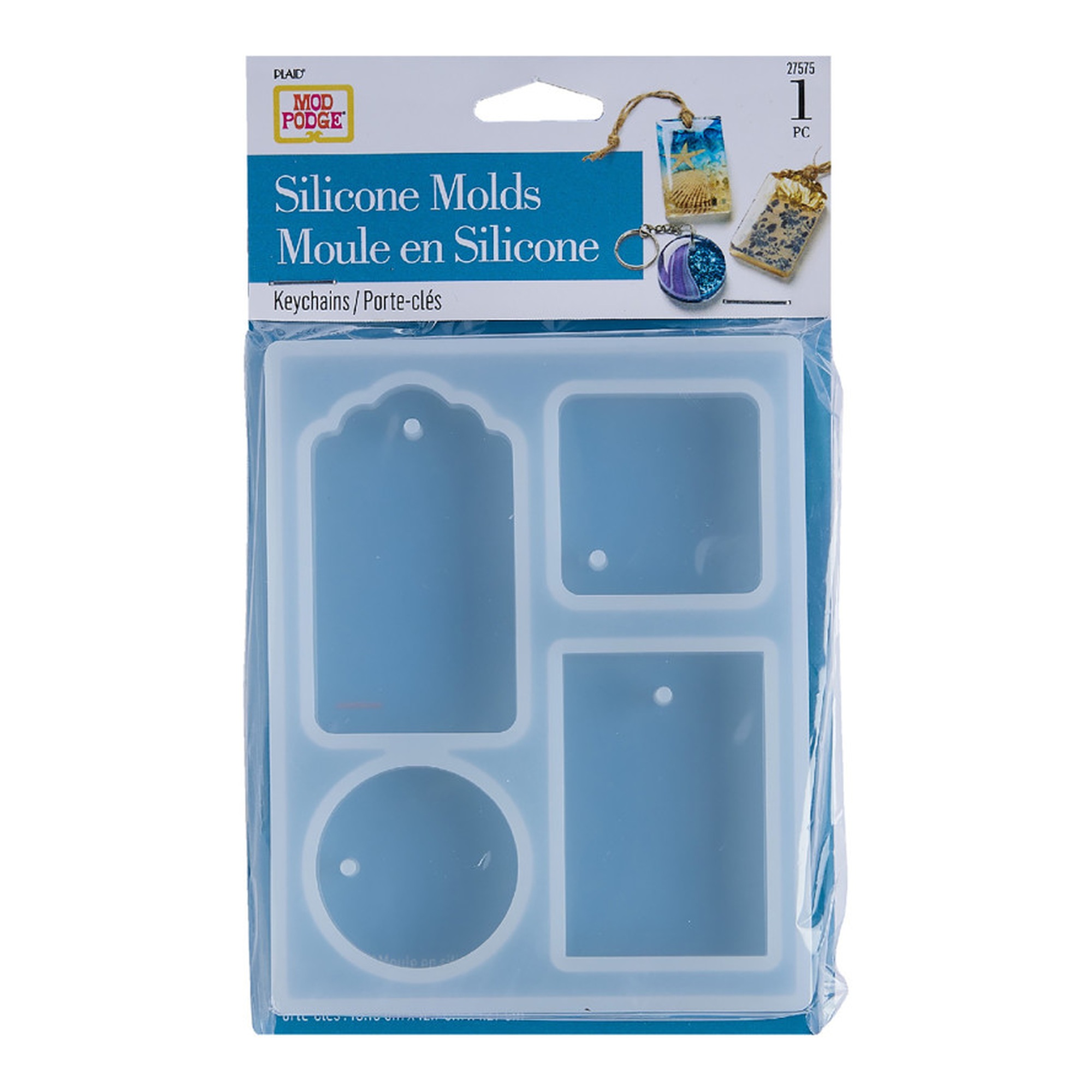 Clear Silicone Resin Tag Mold with 4 Shapes