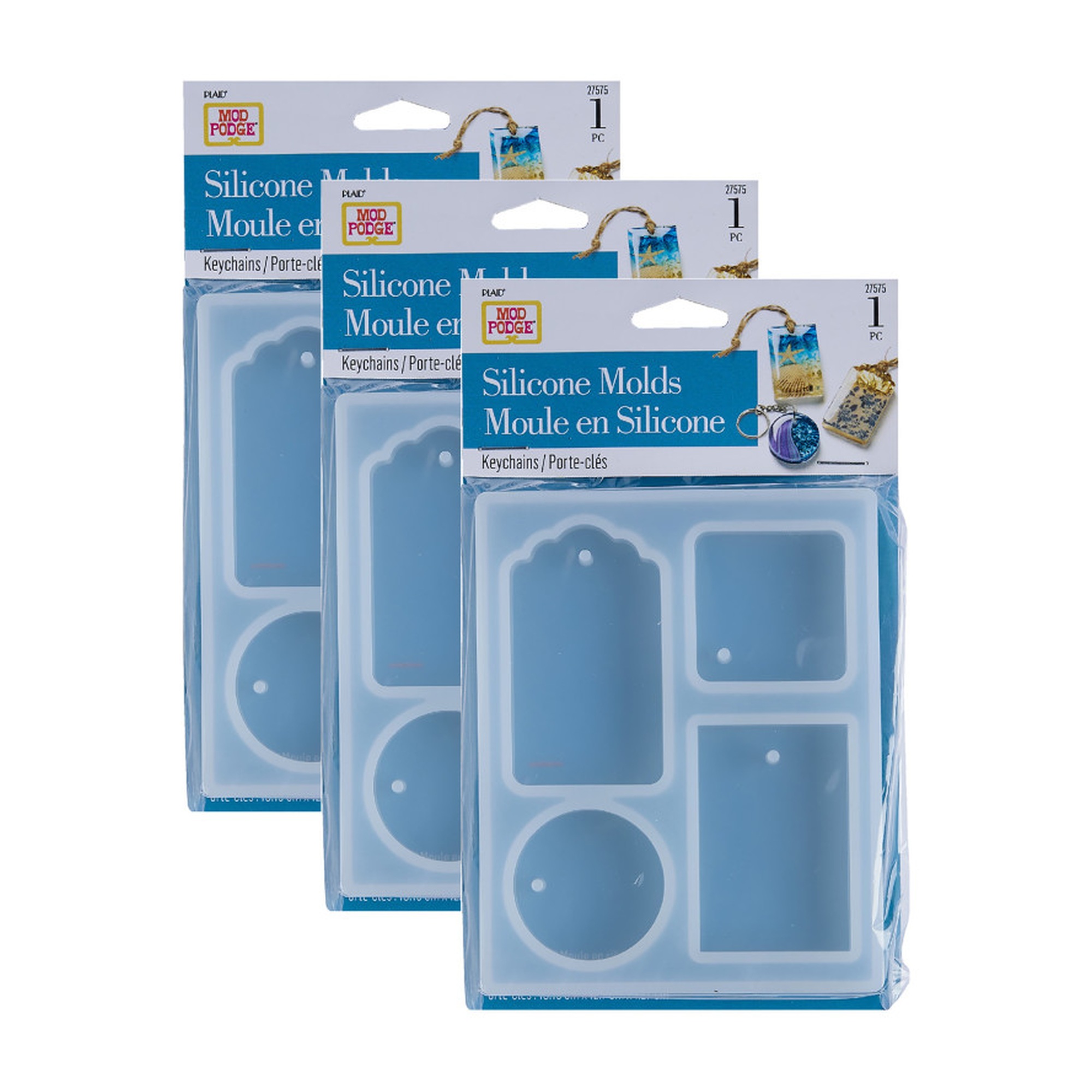 Clear Silicone Resin Tag Mold Set, 3-Pack