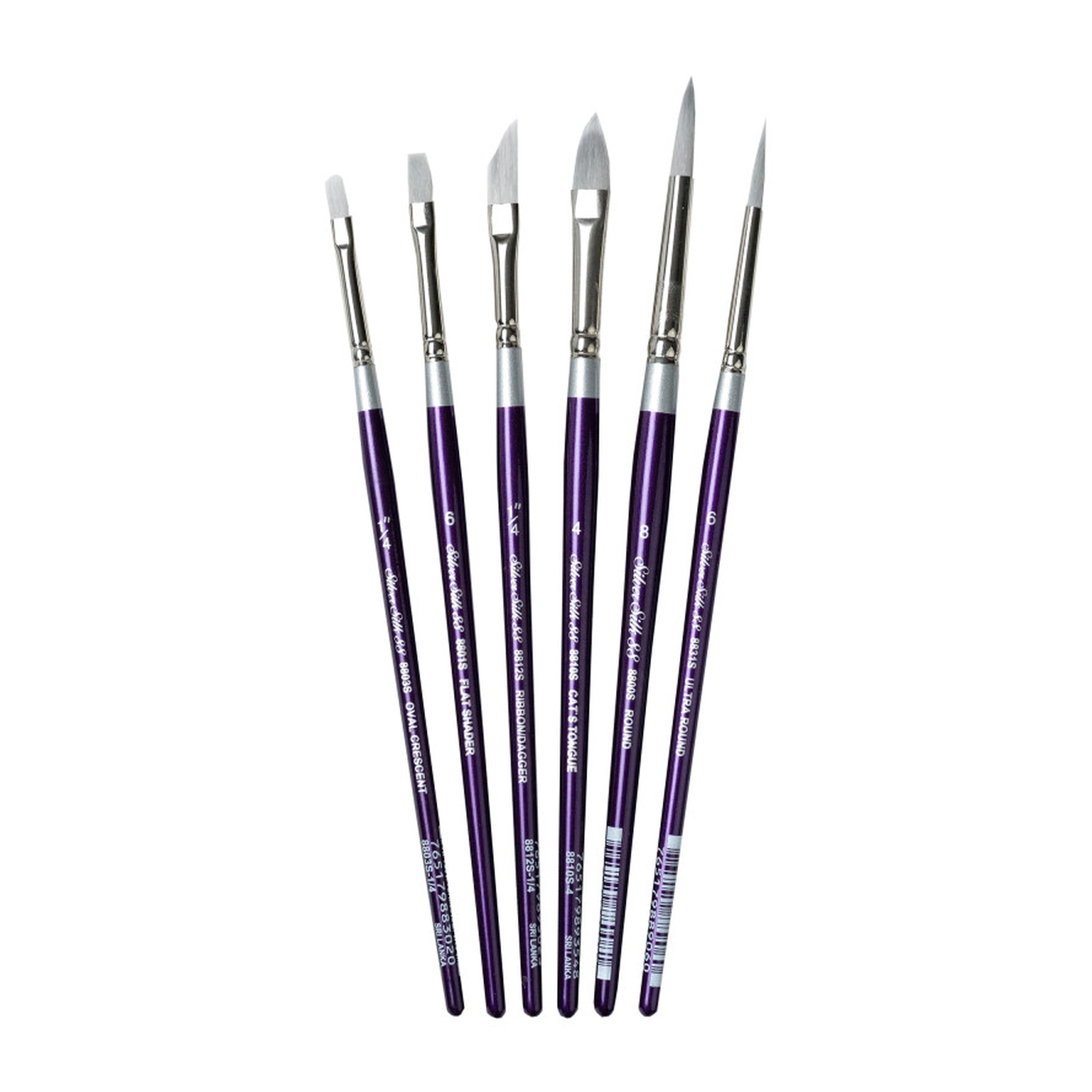 Silver Silk Short-Handle Synthetic Artist Brush Set, 6-Pack