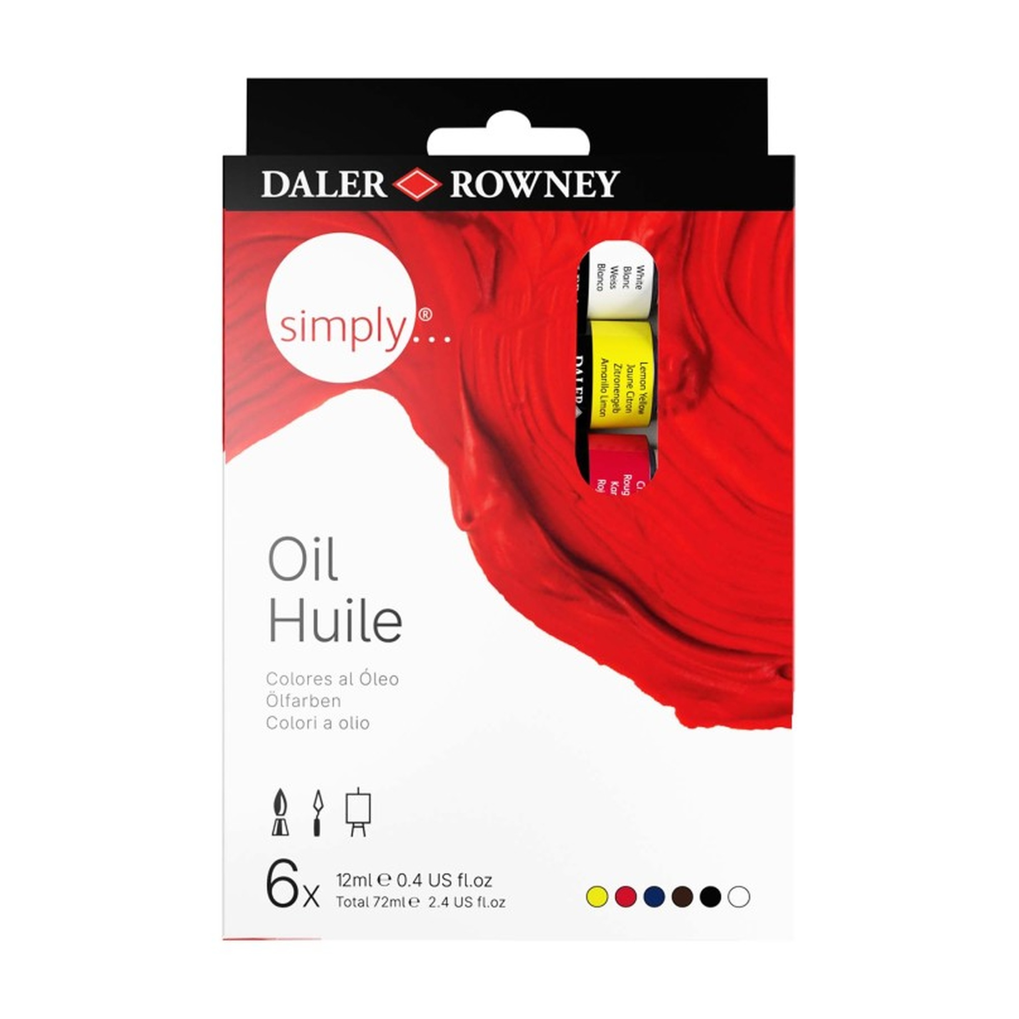 Assorted Oil Paint Set, 6 Colors, 12 mL Tubes