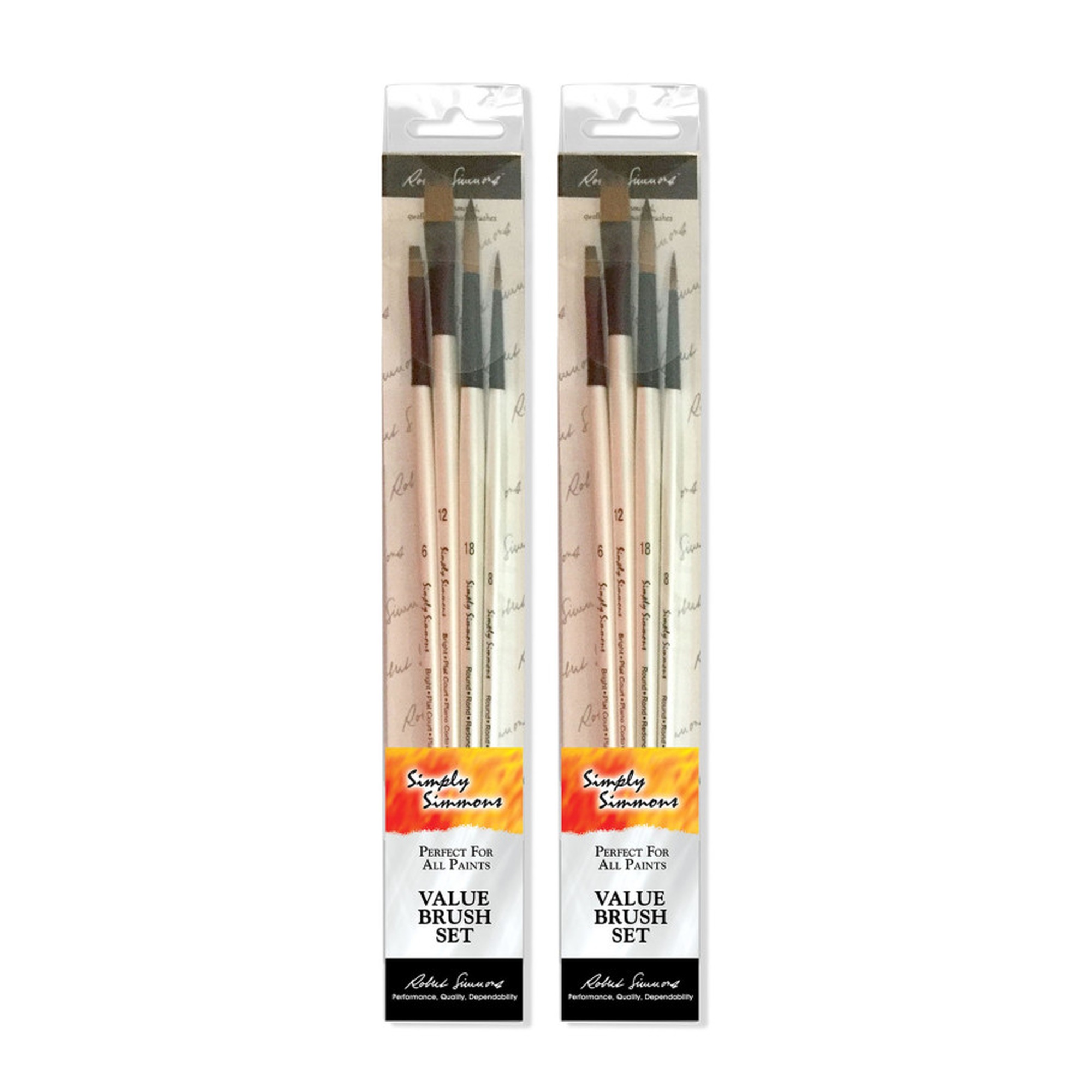 Synthetic Bristle Long-Handle Paintbrush Set, 8 Brushes