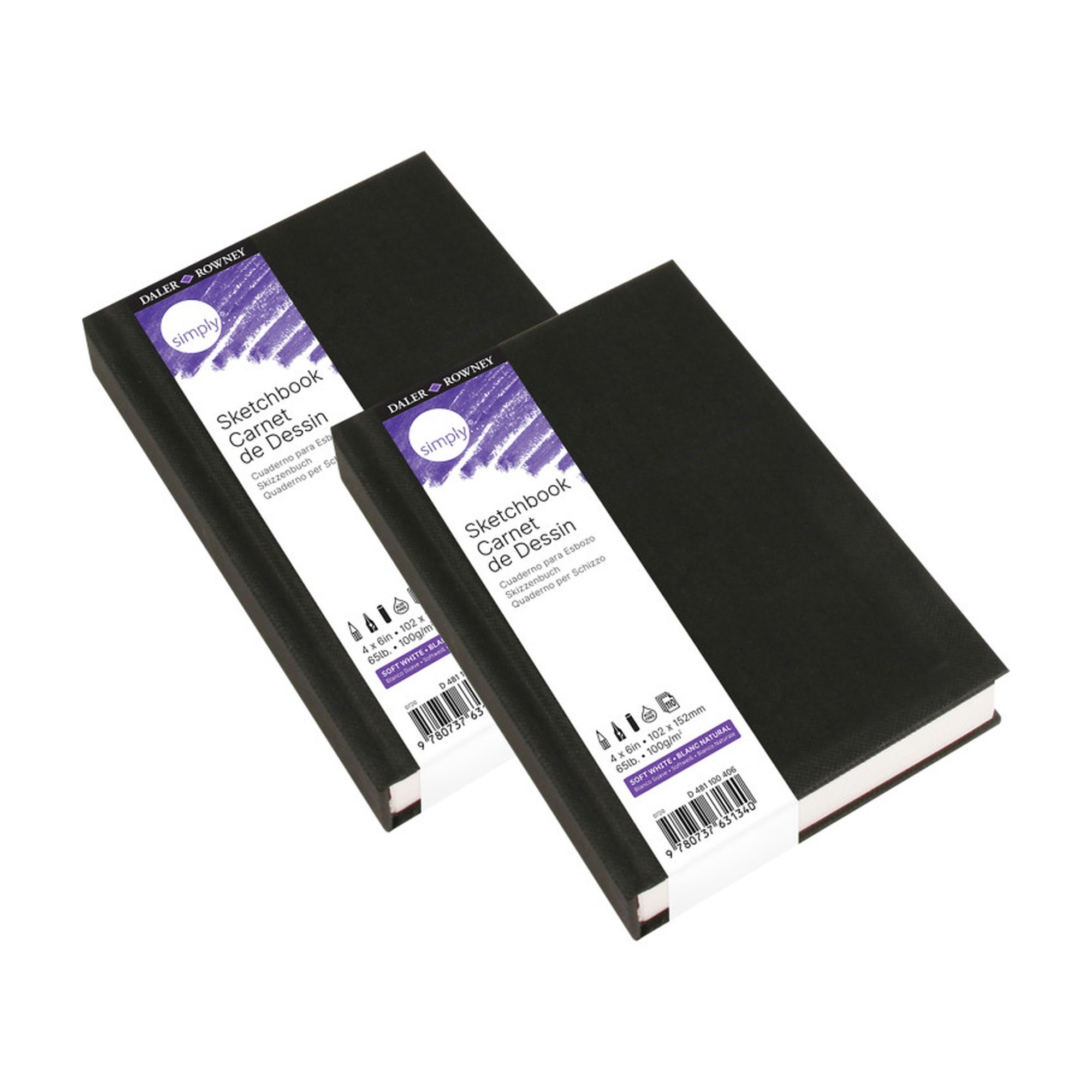 Hardcover Sketchbooks, 4 x 6 in., Soft White Pages, 110 Sheets, Pack of 2