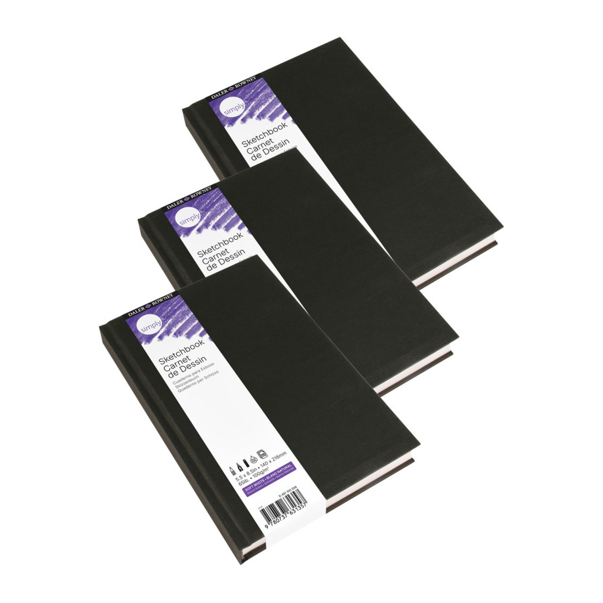 Hardbound Soft White Sketchbooks, 5.5 x 8.5 in., 110 Sheets, Pack of 3