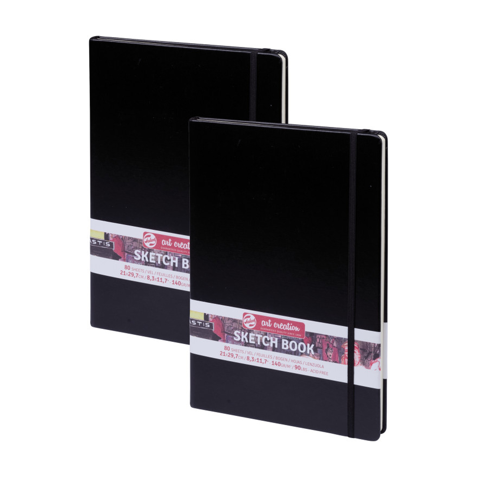 A4 Hardbound Sketchbook, Black Cover, 80 Sheets, Pack of 2